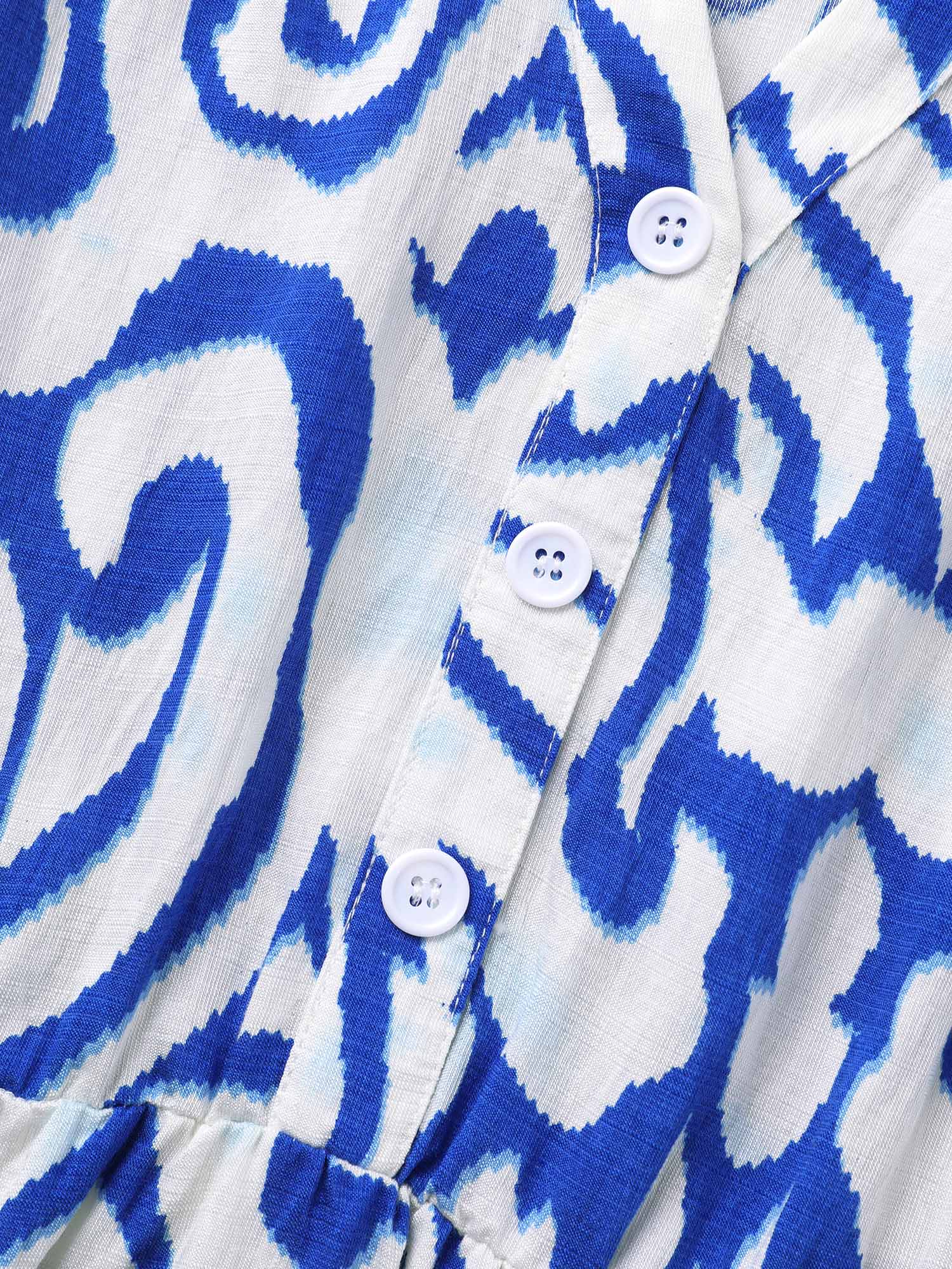 Plus Size Boho Print Button Detail Cuffed Sleeve Dress Beige Women At the Office Gathered Shirt collar Short sleeve Curvy BloomChic 18-20/2X 