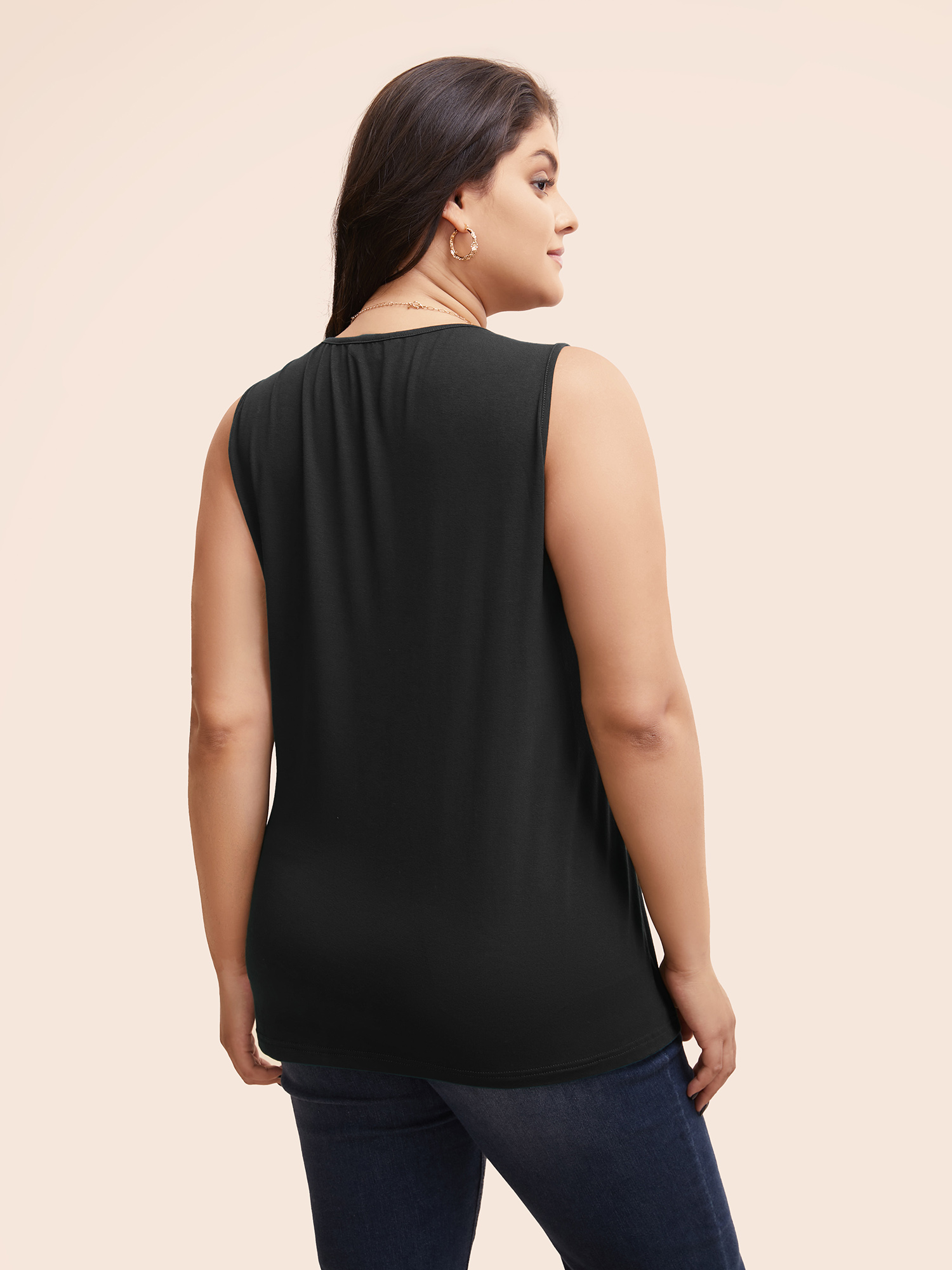 

Plus Size Supersoft Essentials Plain V Neck Twist Front Tank Top Women Black Elegant Twist-front V-neck Dailywear Tank Tops Camis BloomChic