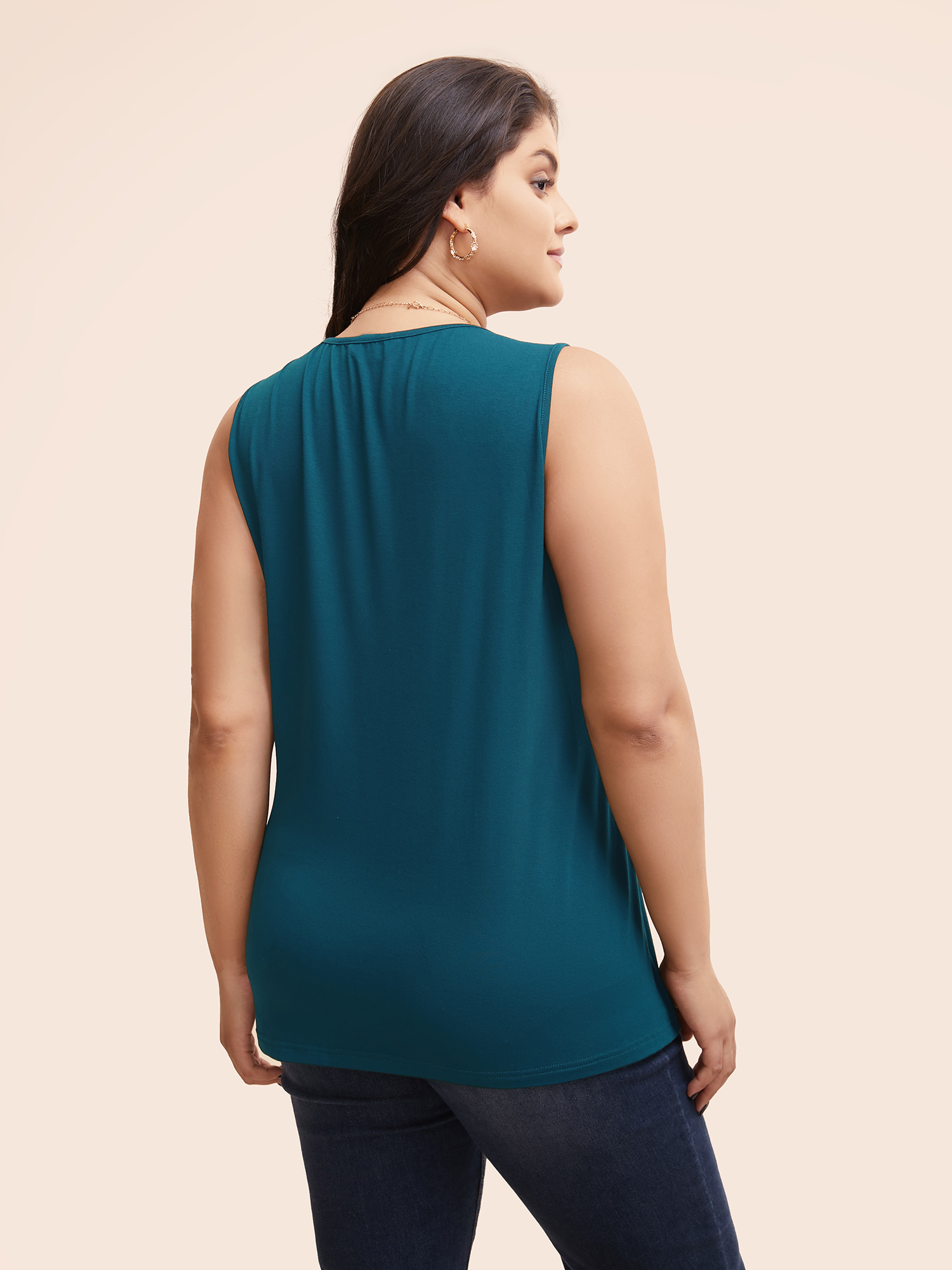 

Plus Size Supersoft Essentials Plain V Neck Twist Front Tank Top Women Cyan Elegant Twist-front V-neck Dailywear Tank Tops Camis BloomChic