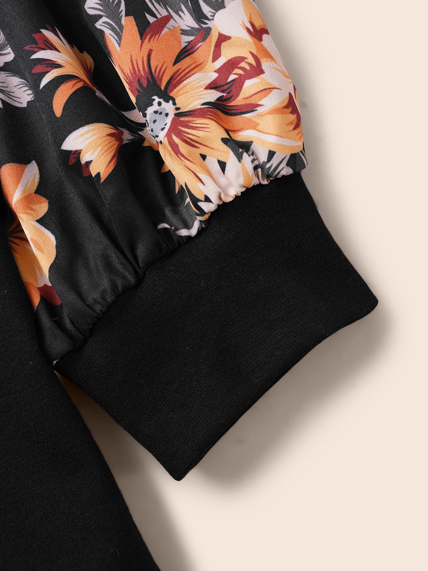 Plus Size Women Festival-Halloween Floral Elastic cuffs Regular Raglan sleeve Long Sleeve Round Neck Casual Sweatshirts BloomChic 