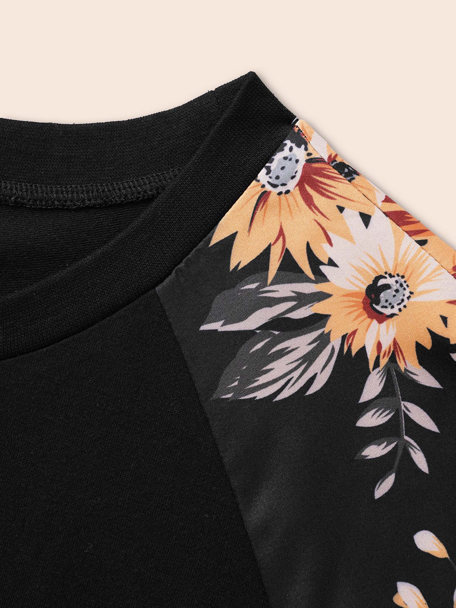 Plus Size Women Festival-Halloween Floral Elastic cuffs Regular Raglan sleeve Long Sleeve Round Neck Casual Sweatshirts BloomChic 