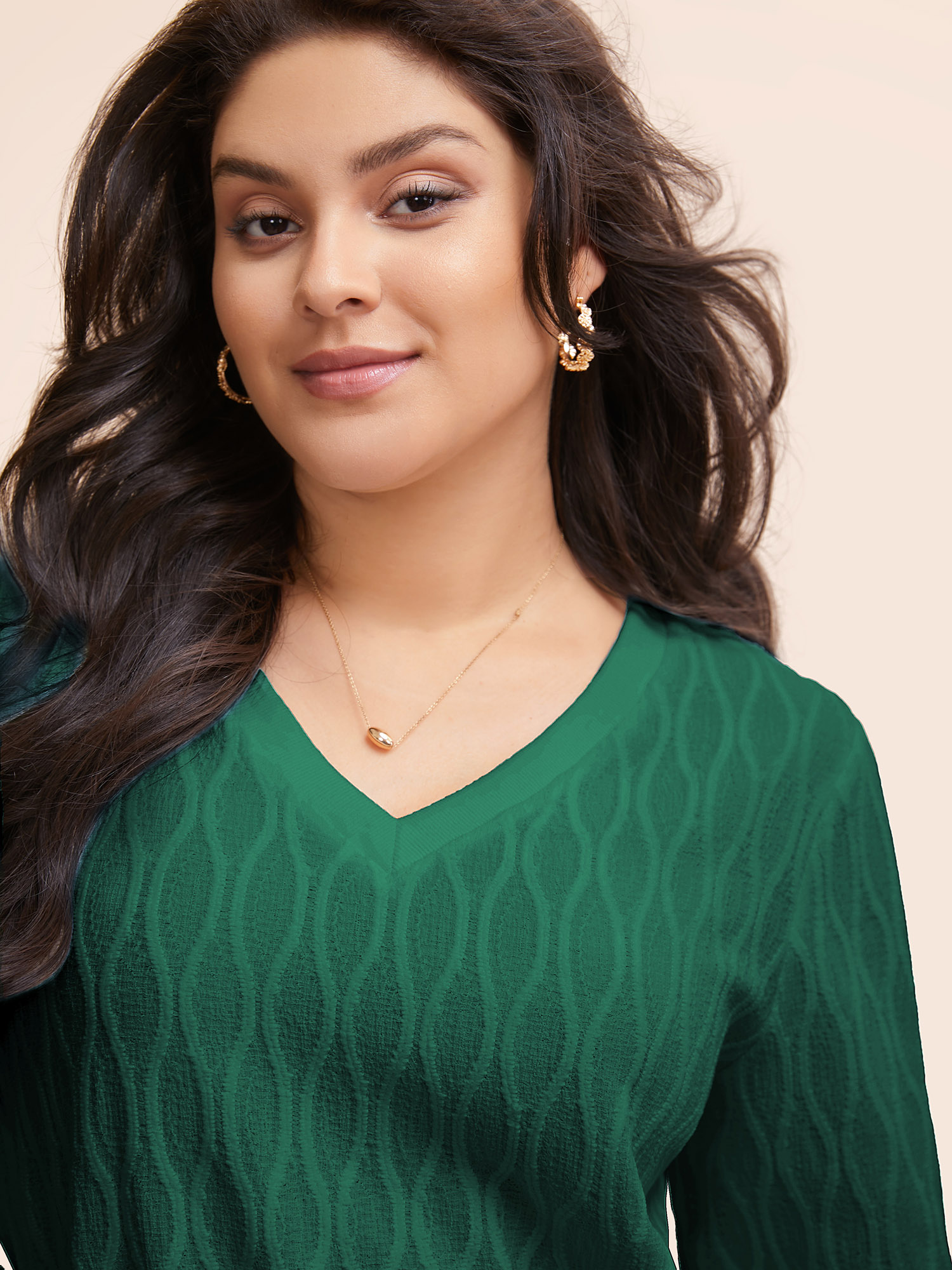 

Plus Size Rib Knit Plain Elastic Cuffs Sweatshirt Women Green Elegant Non V-neck Everyday Sweatshirts BloomChic