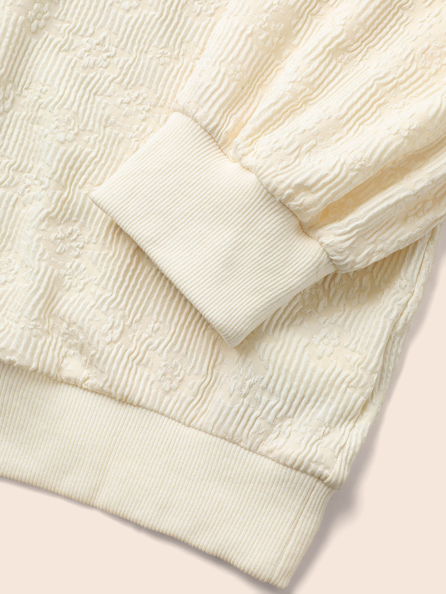 Plus Size Crew Neck Plain Textured Raglan Sleeve Sweatshirt Women Beige Elegant Texture Round Neck Everyday Sweatshirts BloomChic 18-20/2X 