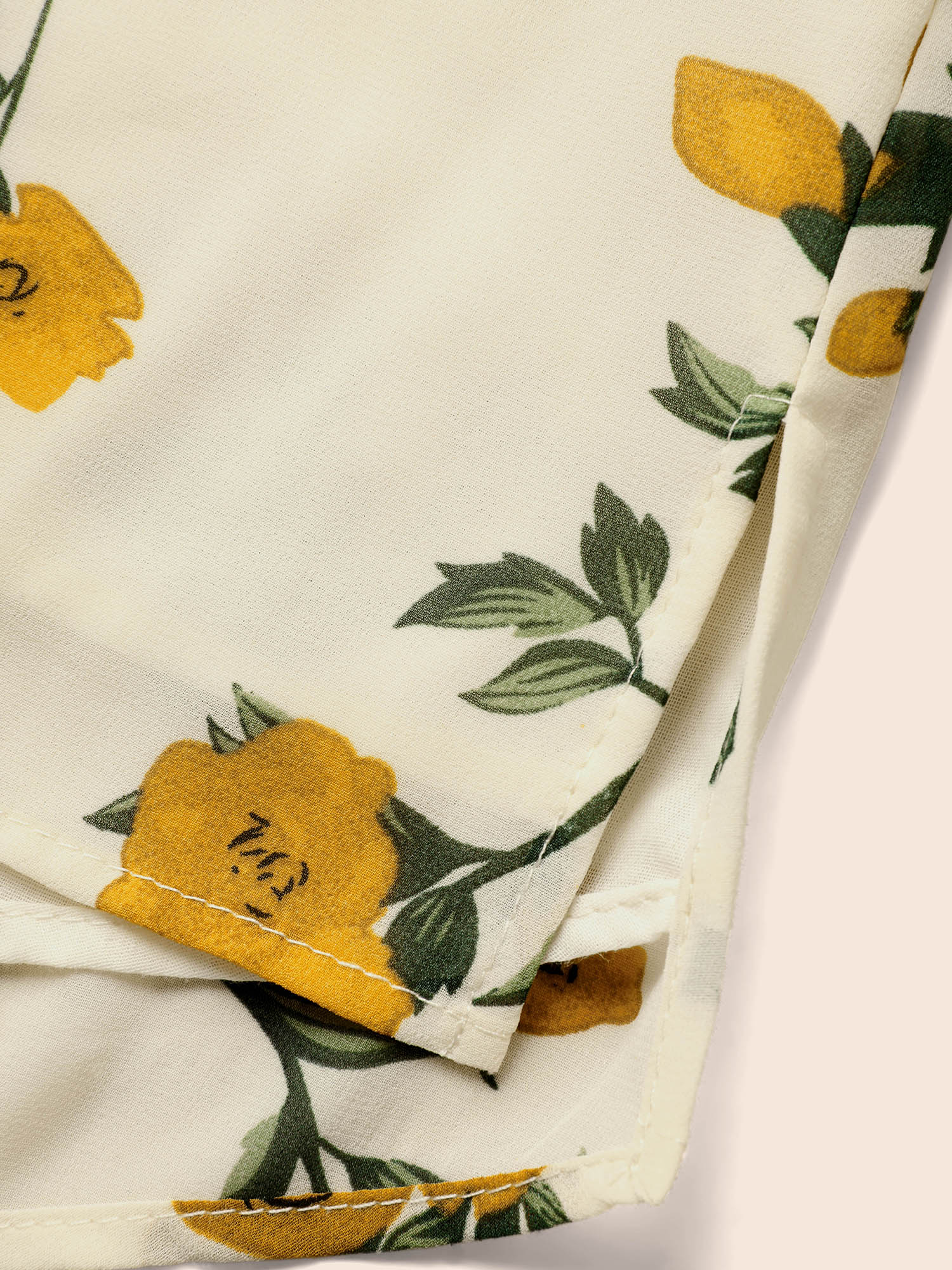 Plus Size Mustardyellow Floral Ruffle Sleeve Split Hem Blouse Women Elegant Elbow-length sleeve V-neck Everyday Blouses BloomChic 28/5X 