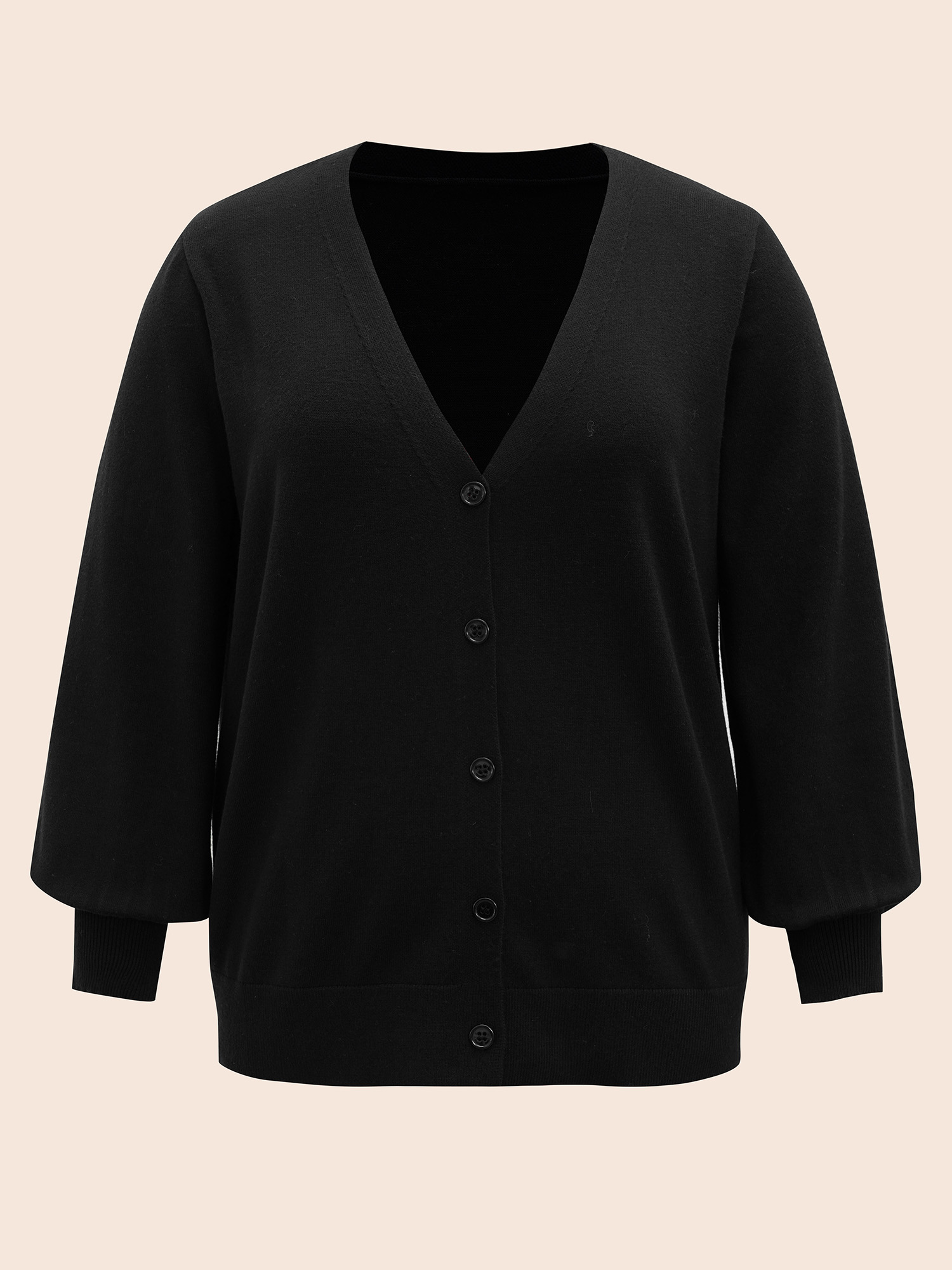 

Plus Size Supersoft Essentials Solid Button Detail Cardigan Black Women Casual Loose Long Sleeve Everyday Cardigans BloomChic