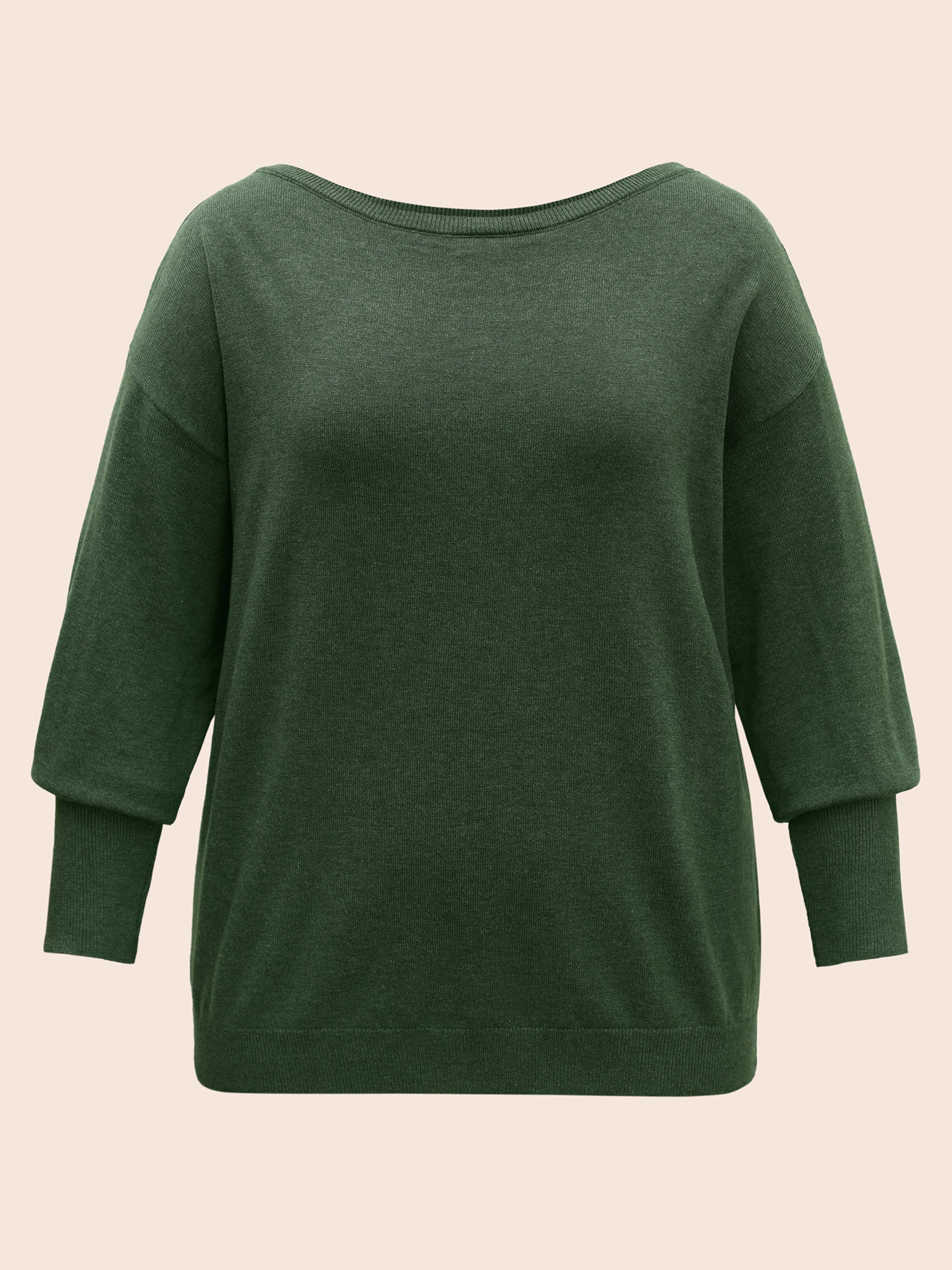 

Plus Size Supersoft Essentials Boat Neck Drop Shoulder Pullover ArmyGreen Women Elegant Long Sleeve Boat Neck Everyday Pullovers BloomChic