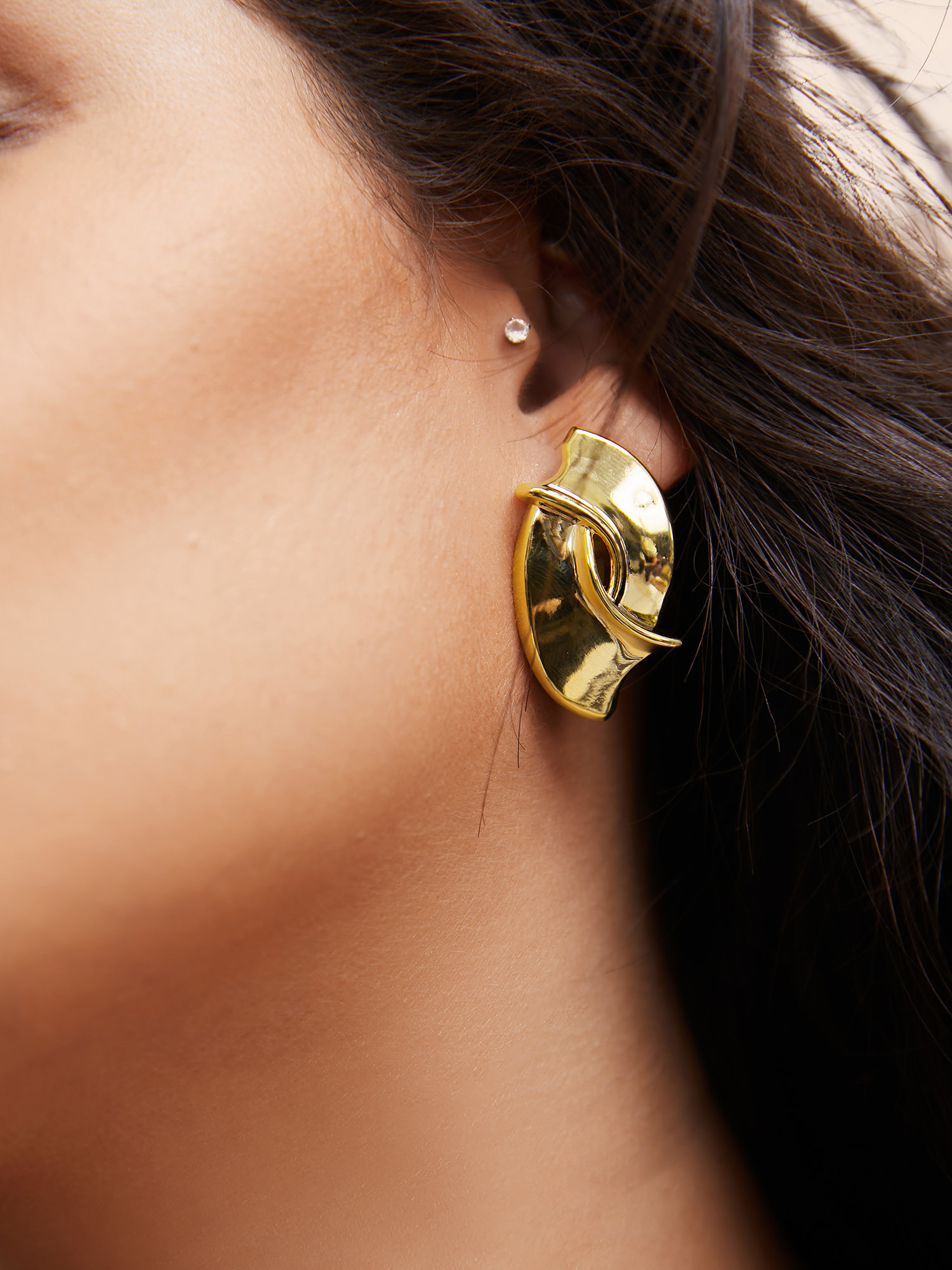 Geometric Chain Twine Earrings Everyday One Size Elegant Earrings BloomChic