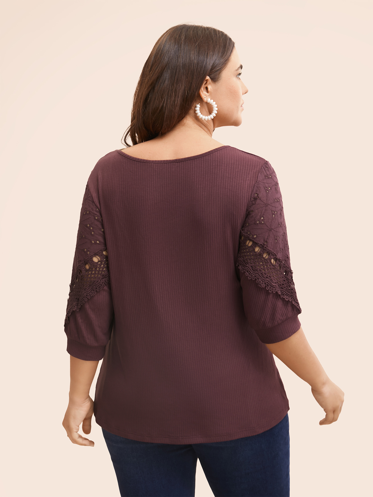 

Plus Size Square Neck Texture Patchwork Broderie Anglaise T-shirt Maroon Square Neck Sleeveless Resort Jersey Tops