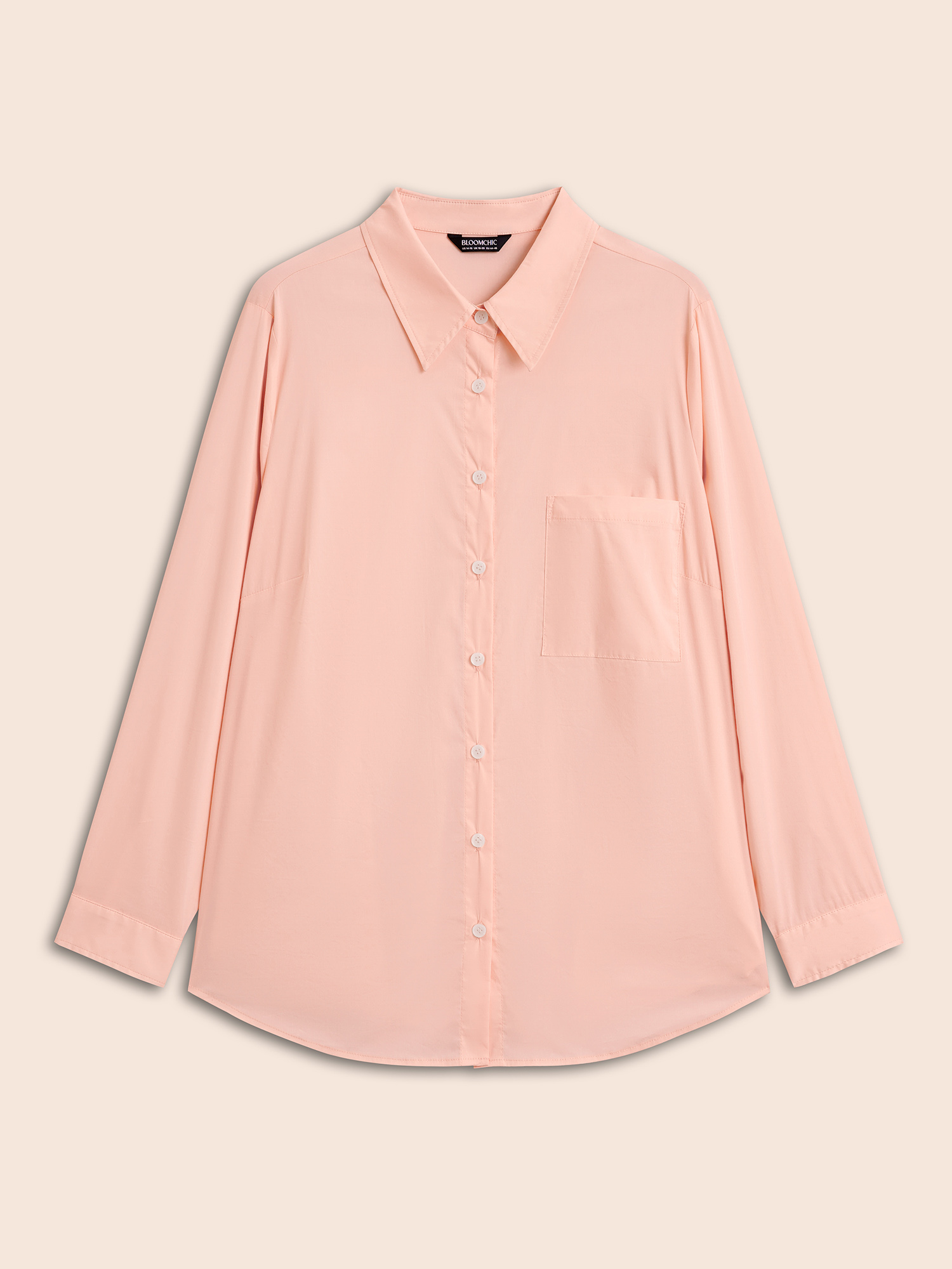 Plus Size Nudepink Plain Shirt Collar Split Side Blouse Women Work From Home Long Sleeve Shirt collar Work Blouses BloomChic 28/5X 