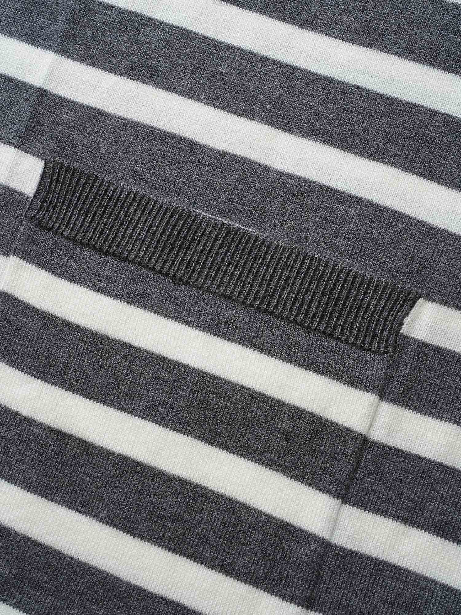 Plus Size Striped Lantern Sleeve Patched Pocket Cardigan DimGray Women Casual Loose Long Sleeve Everyday Cardigans BloomChic 26/4X 