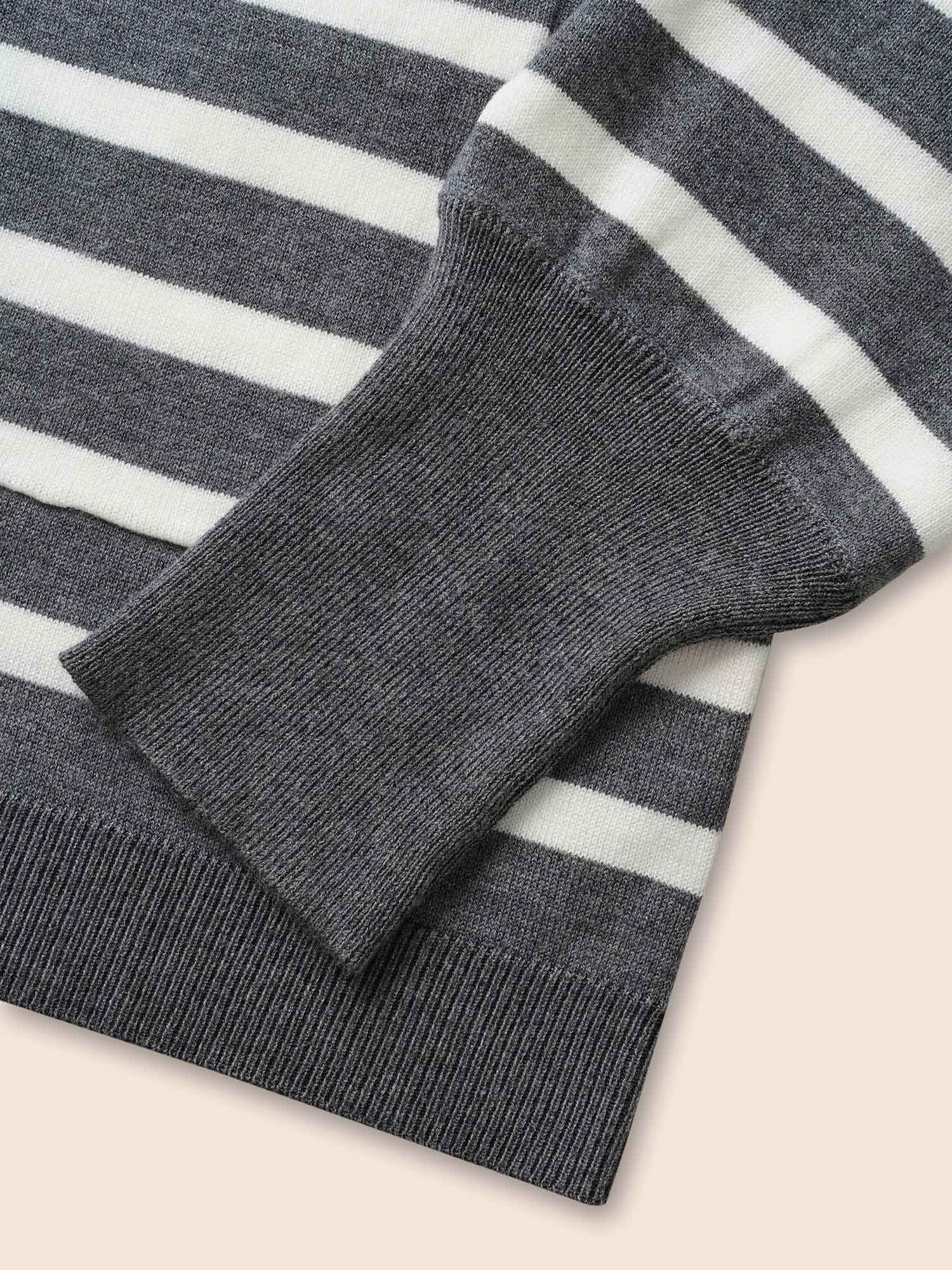 Plus Size Striped Lantern Sleeve Patched Pocket Cardigan DimGray Women Casual Loose Long Sleeve Everyday Cardigans BloomChic 26/4X 