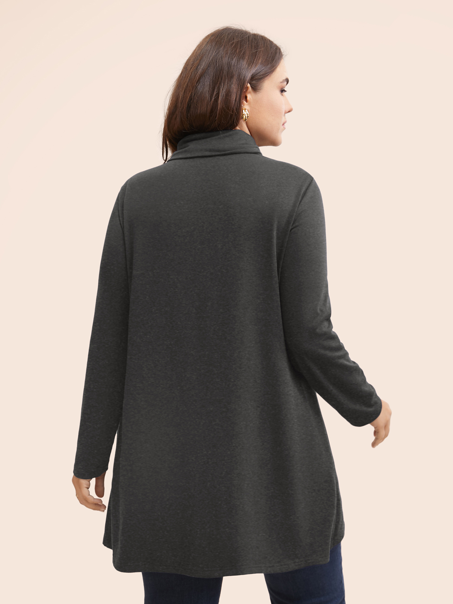 Plus Size Women Dailywear Plain Wrap Regular Regular Sleeve Long Sleeve Turtleneck Elegant Sweatshirts BloomChic 