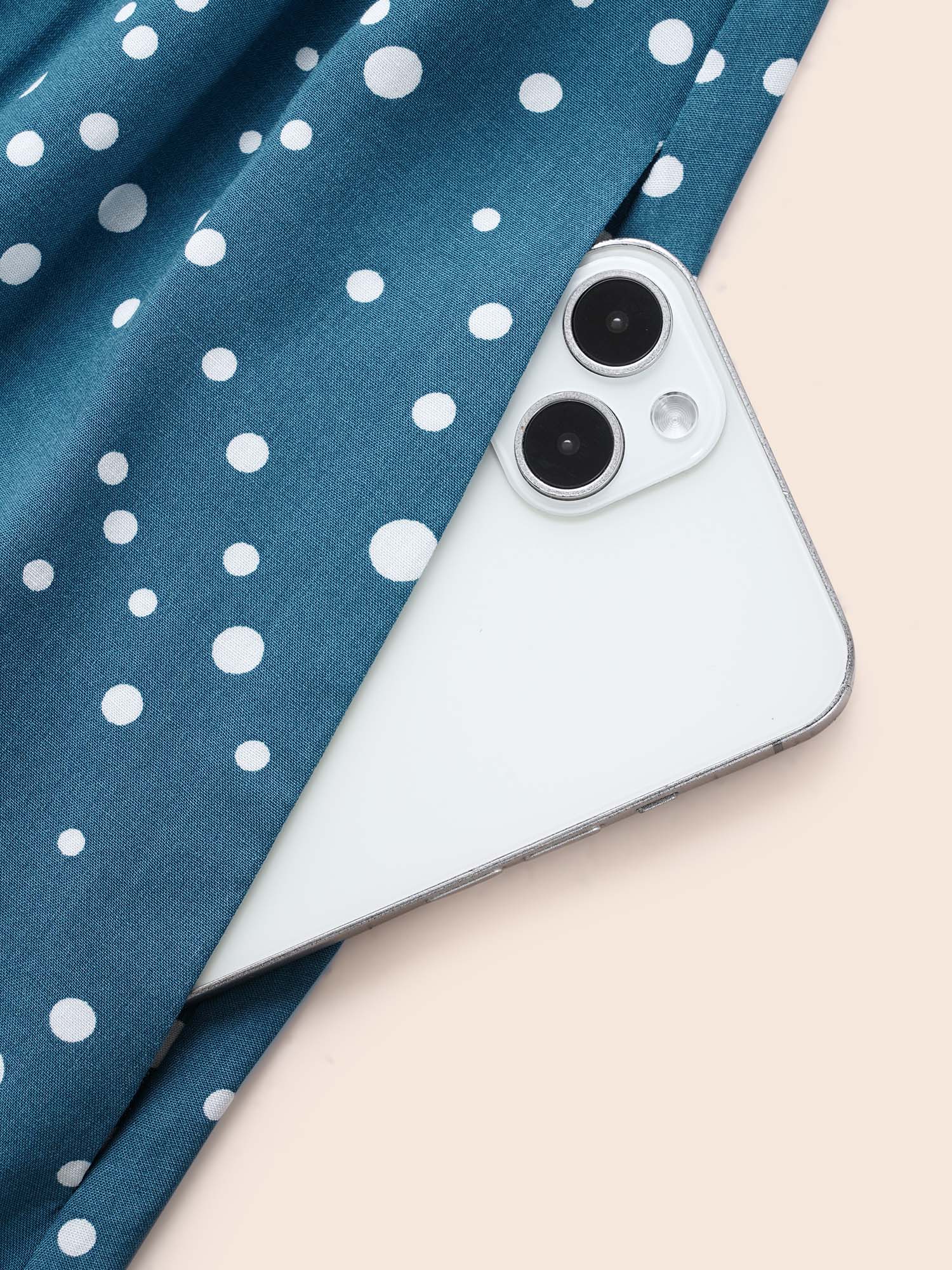 Plus Size Polka Dot Wrap Pocket Shirred Ruffle Sleeve Dress Aegean Women Elegant Patchwork V-neck Short sleeve Curvy Midi Dress BloomChic 18-20/2X 