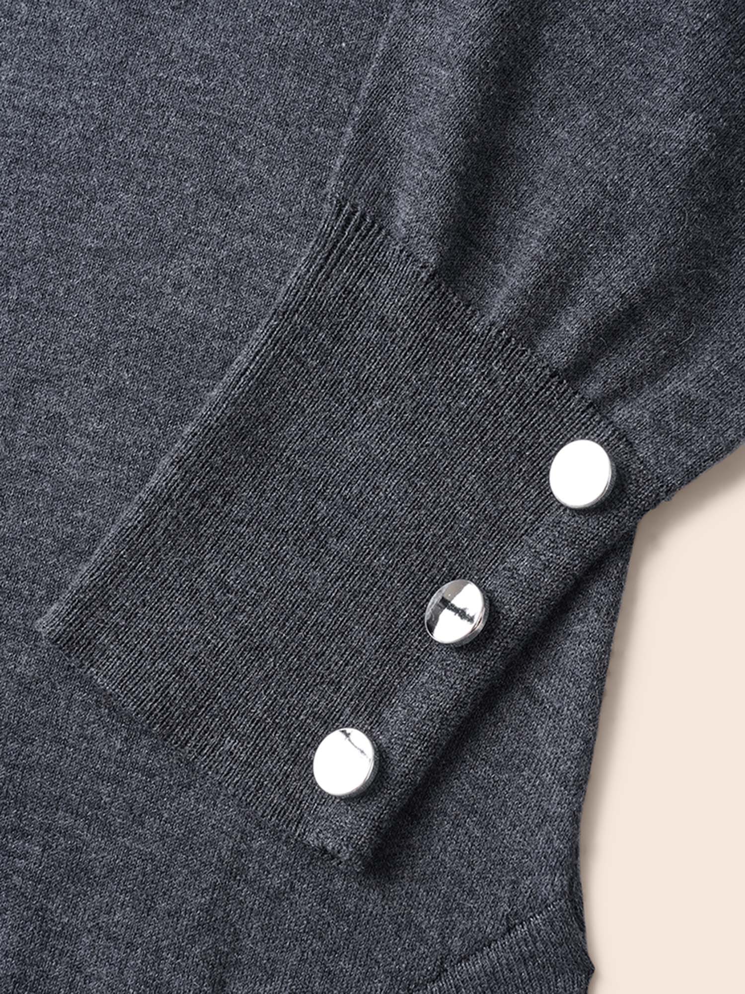 

Plus Size Kimono Collar Button Detail Asymmetrical Hem Cardigan DimGray Women Casual Loose Long Sleeve Everyday Cardigans BloomChic