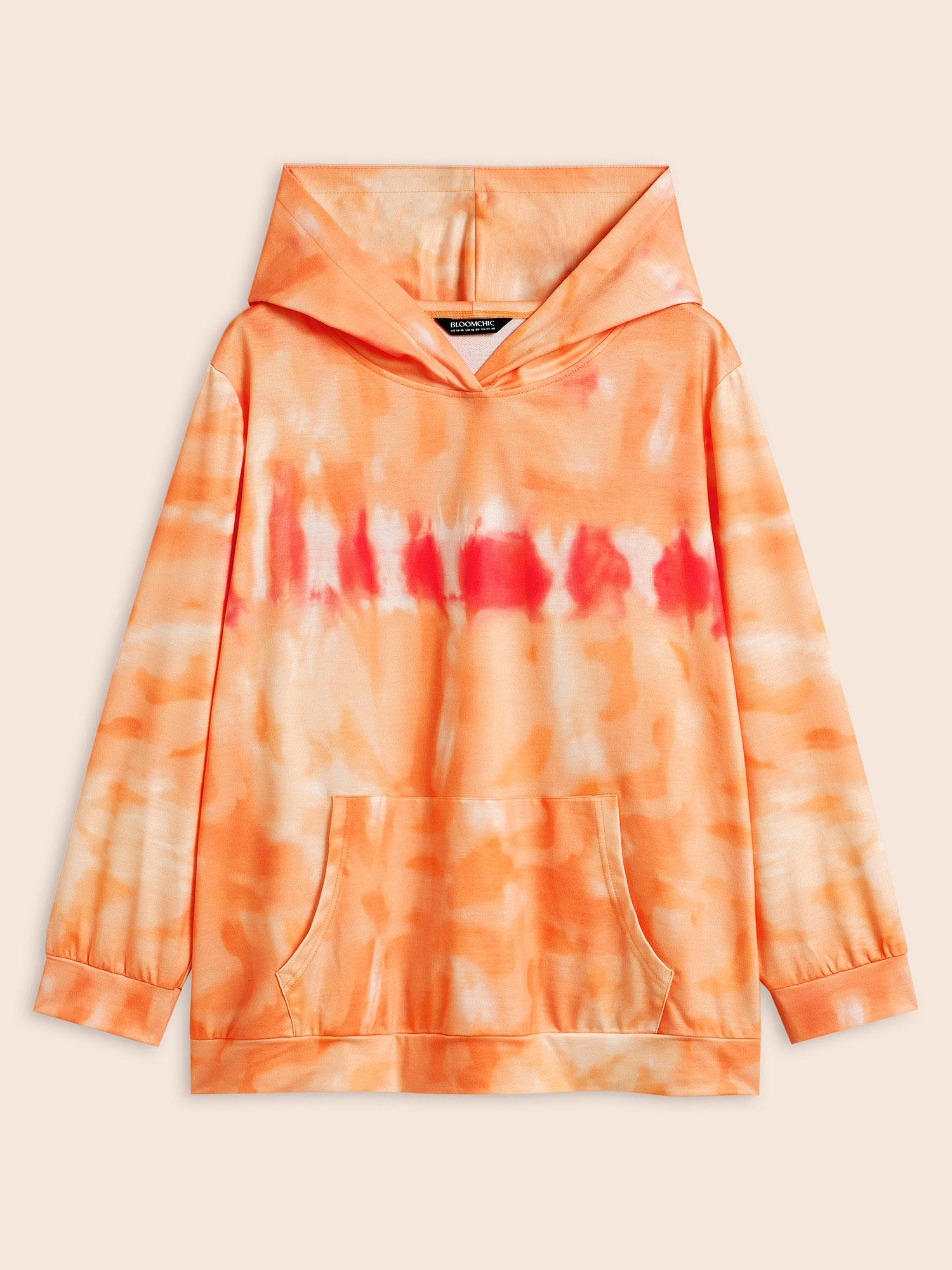 Plus Size Tie Dye Hooded Kangaroo Pocket Sweatshirt Women Multicolor Casual Non Hooded Everyday Sweatshirts BloomChic 26/4X 