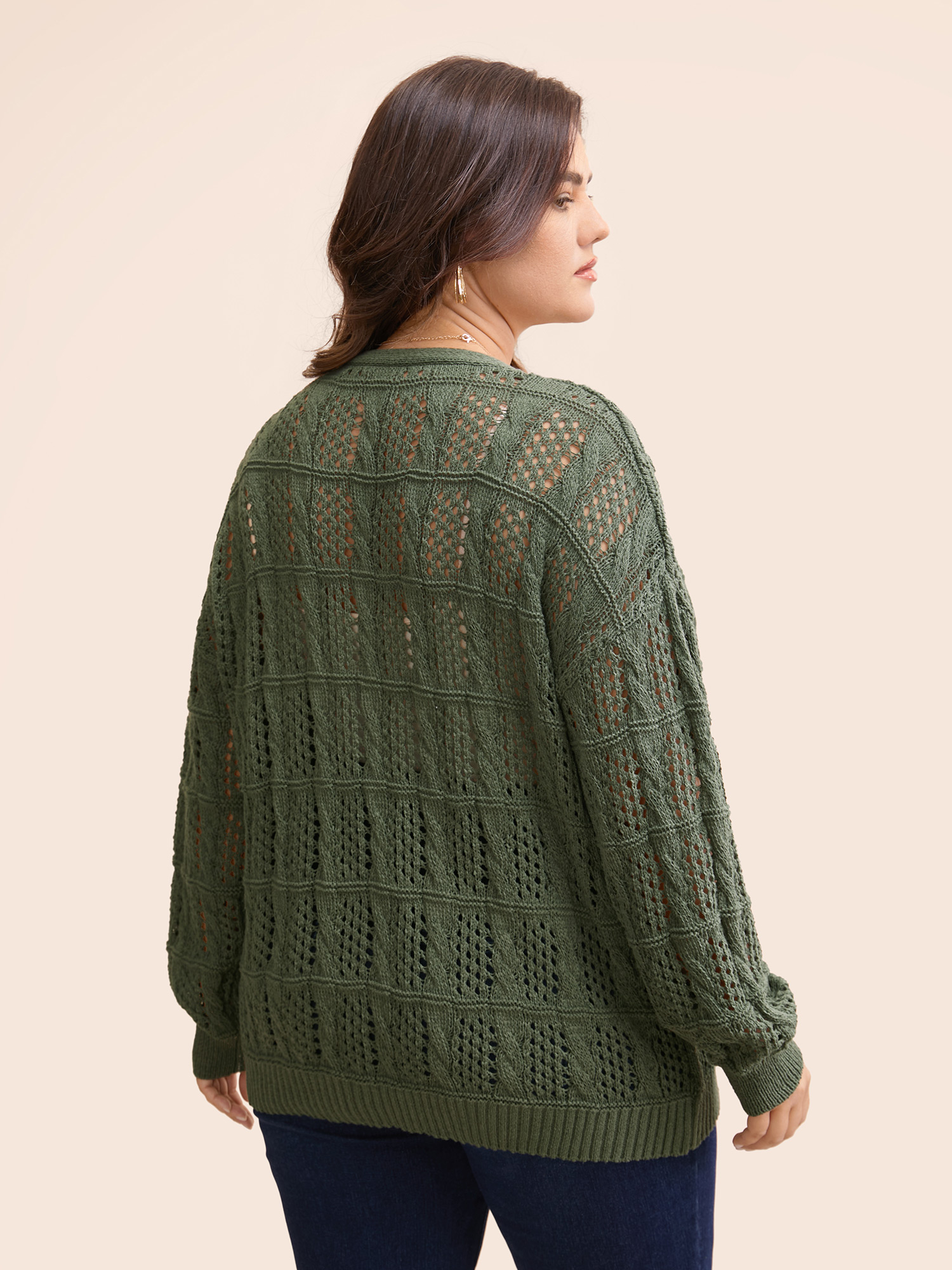 

Plus Size Textured Cable Knit Pocket Cardigan Moss Women Casual Loose Long Sleeve Everyday Cardigans BloomChic