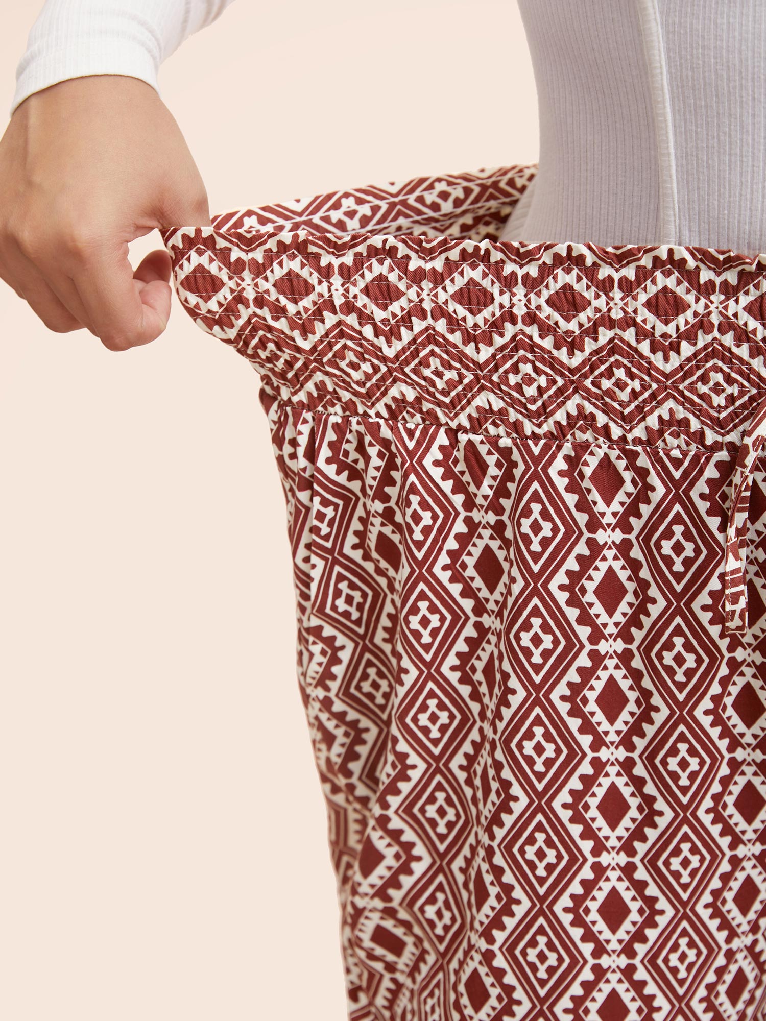 Plus Size Bandana Paperbag Drawstring Waist Wide Leg Pants Women Browncoffeecolor Resort Wide Leg Mid Rise Vacation Pants BloomChic 22-24/3X 