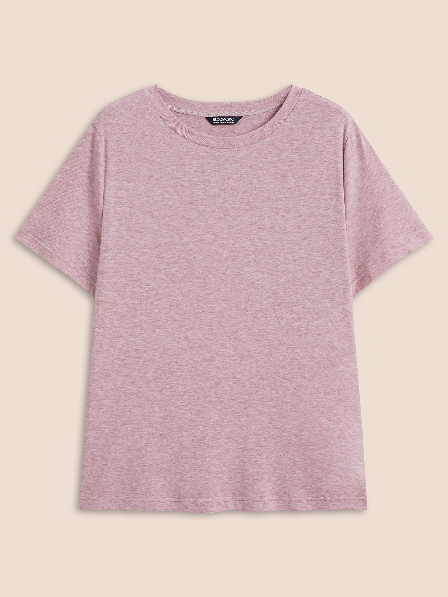 

Plus Size Solid Heather Round Neck Basic T-shirt Lilac Women Casual Non Round Neck Everyday T-shirts BloomChic