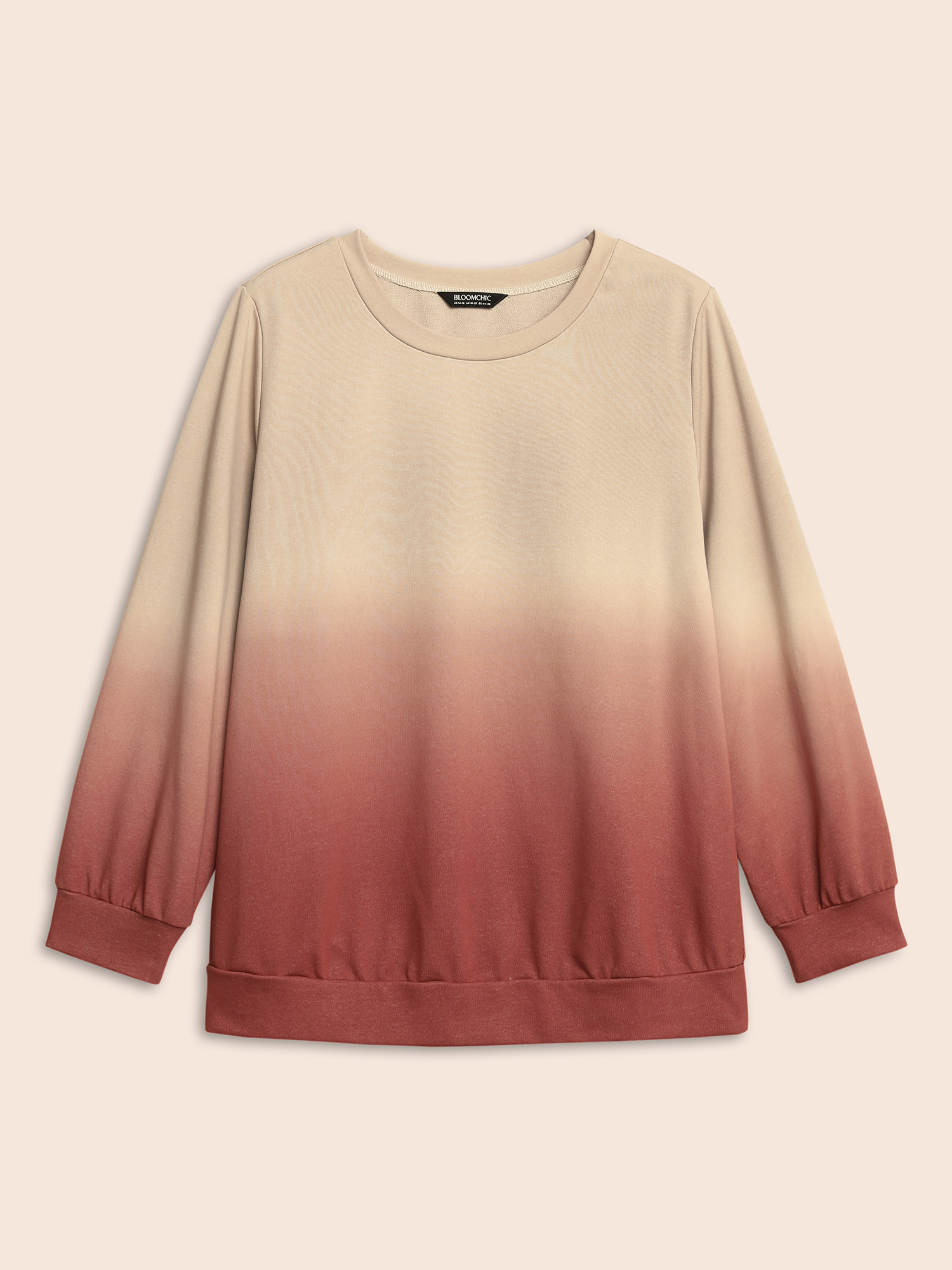 Plus Size Gradient Dyeing Round Neck Sweatshirt Women Multicolor Casual Non Round Neck Everyday Sweatshirts BloomChic 12/L 