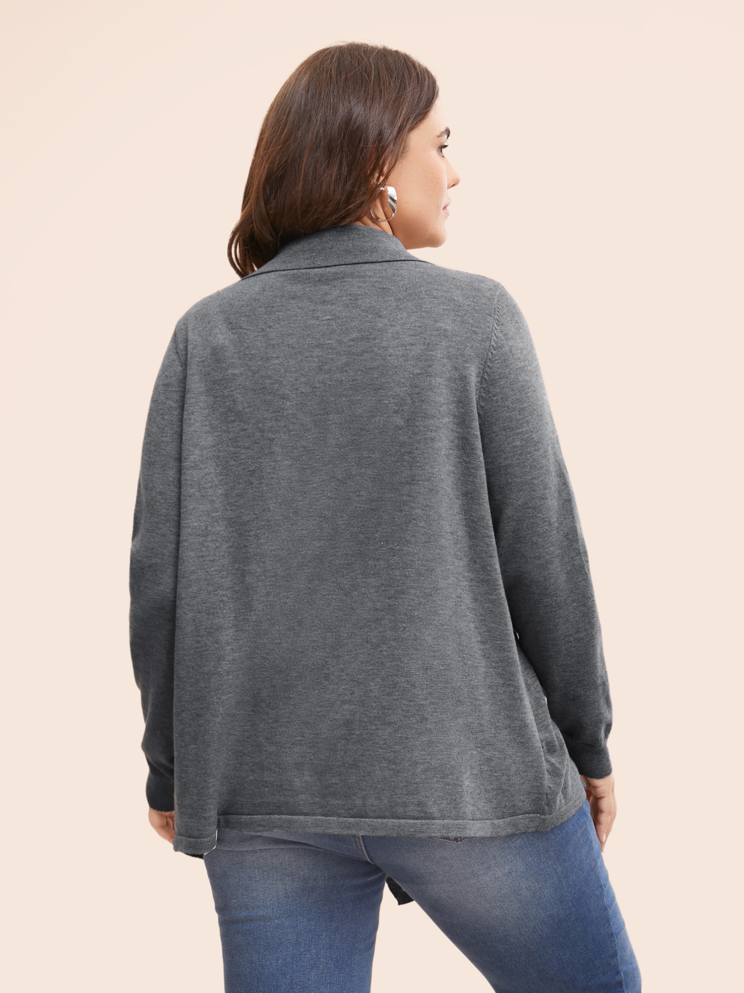 

Plus Size Supersoft Essentials Solid Wool Blend Cardigan DarkGray Women Casual Loose Long Sleeve Everyday Cardigans BloomChic