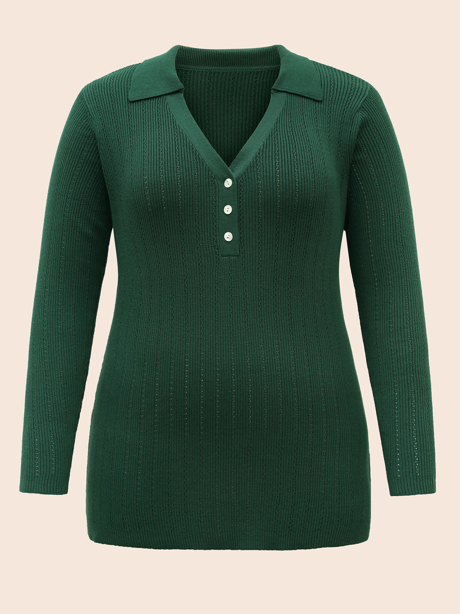 

Plus Size Supersoft Essentials Polo Neck Button Up Pullover Truegreen Women Casual Long Sleeve Polo Everyday Pullovers BloomChic