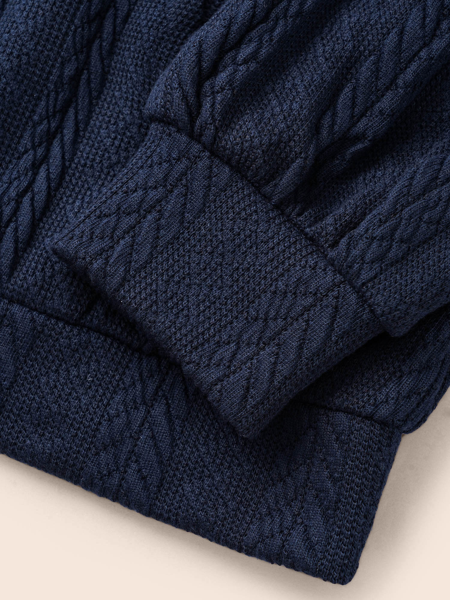 Plus Size Solid Cable Knit Hooded Drawstring Sweatshirt Women DarkBlue Casual Texture Hooded Everyday Sweatshirts BloomChic 18-20/2X 