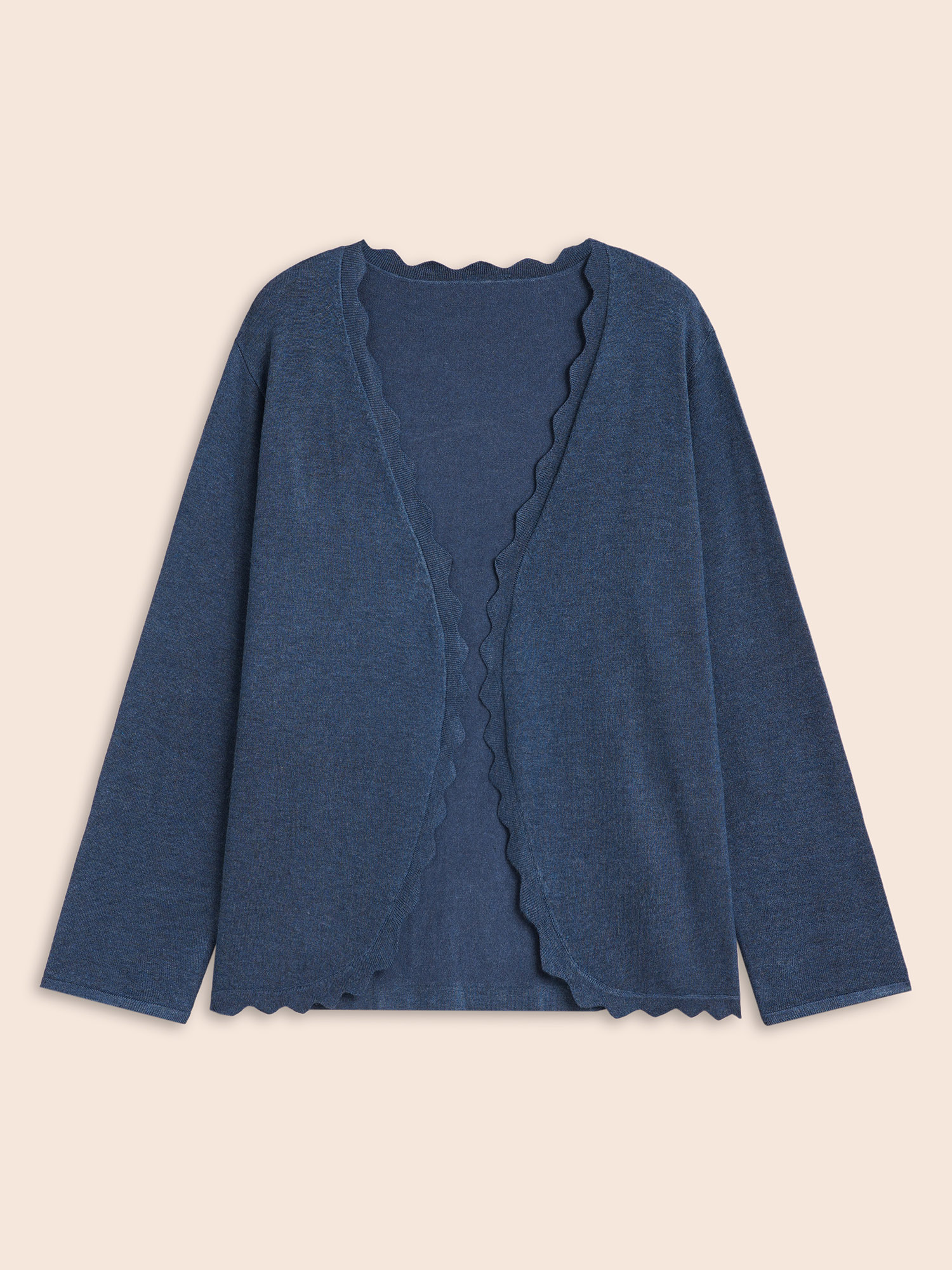 Plus Size Supersoft Essentials Solid Scalloped Trim Cardigan Midnight Women Casual Loose Long Sleeve Everyday Cardigans BloomChic 30/6X 