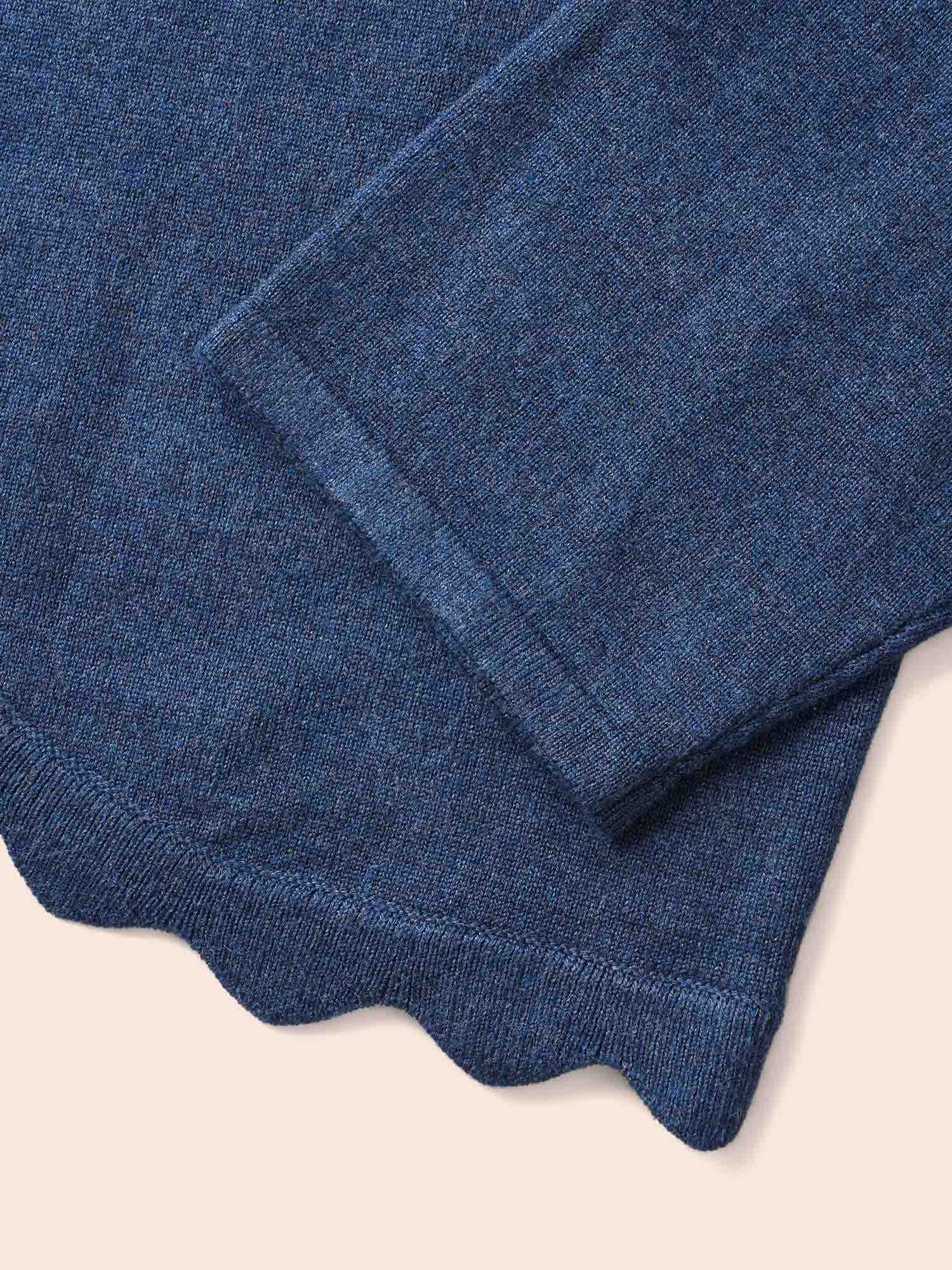Plus Size Supersoft Essentials Solid Scalloped Trim Cardigan Midnight Women Casual Loose Long Sleeve Everyday Cardigans BloomChic 30/6X 