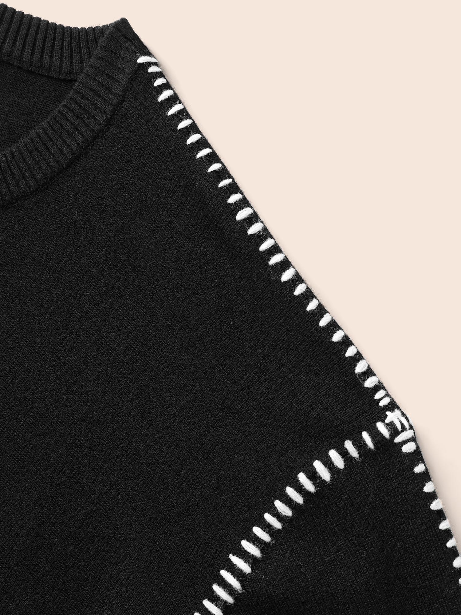 

Plus Size Crew Neck Contrast Trim Drop Shoulder Pullover Black Women Casual Long Sleeve Round Neck Everyday Pullovers BloomChic