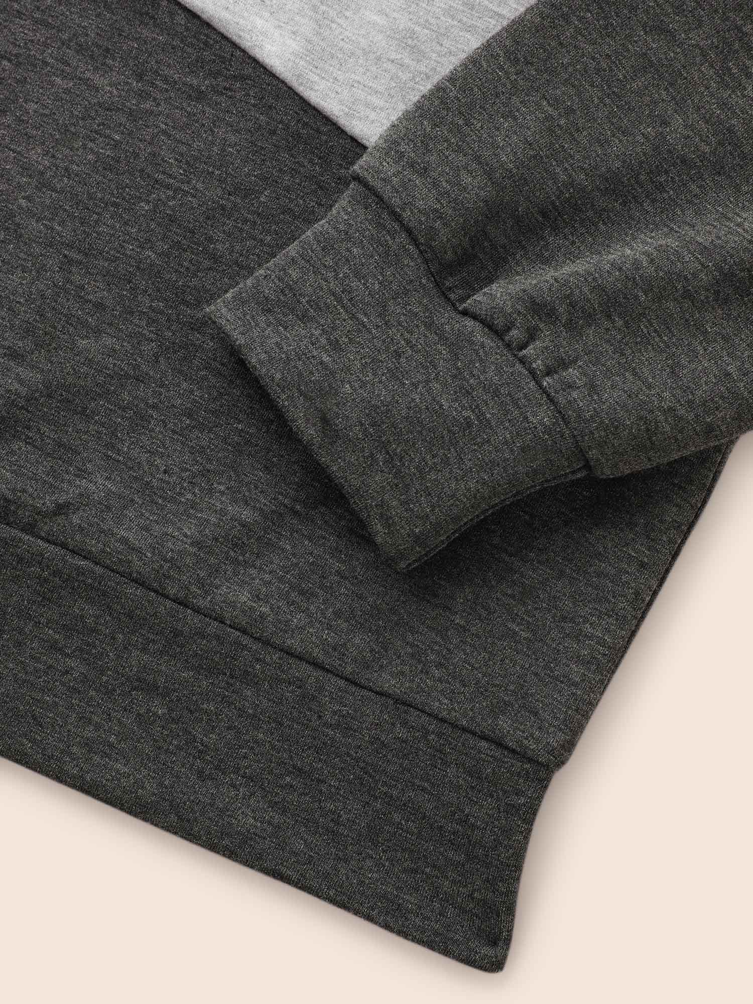 Plus Size Crew Neck Colorblock Contrast Sweatshirt Women DimGray Casual Contrast Round Neck Everyday Sweatshirts BloomChic 14-16/1X 