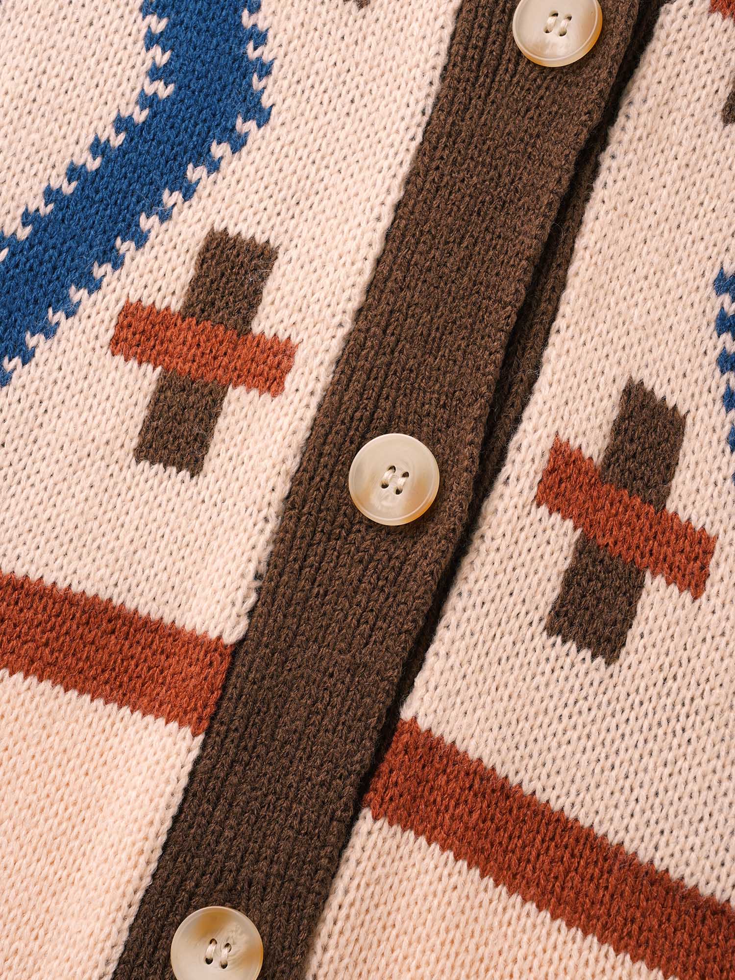 Plus Size Geometric Pattern Collared Front Button Cardigan Multicolor Women Casual Loose Long Sleeve Everyday Cardigans BloomChic 26/4X 