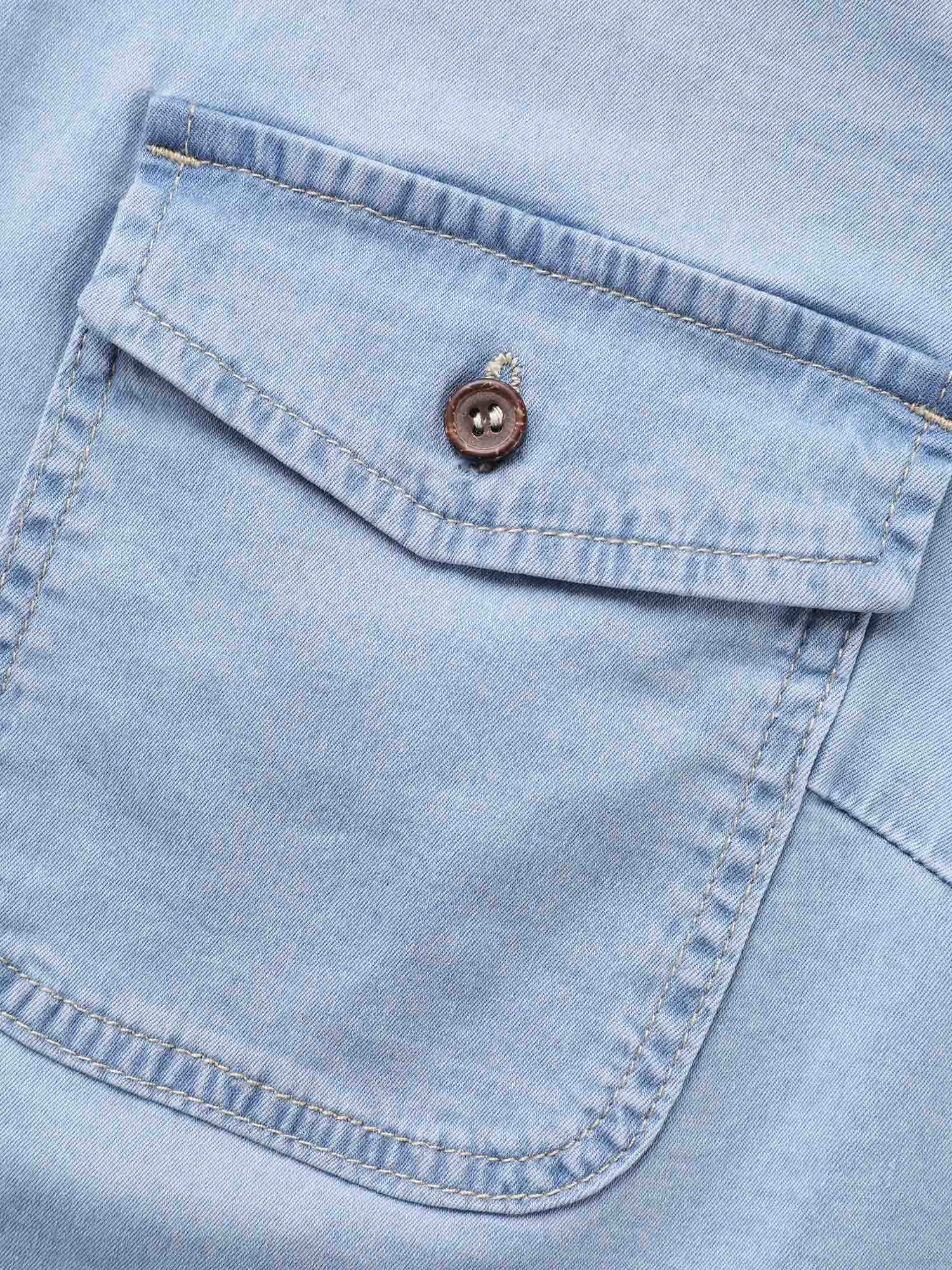 Women Stretch Denim Chest Pockets Jacket Denimblue Plus Size Button Everyday Patch pocket Casual Denim Jackets BloomChic 30/6X 