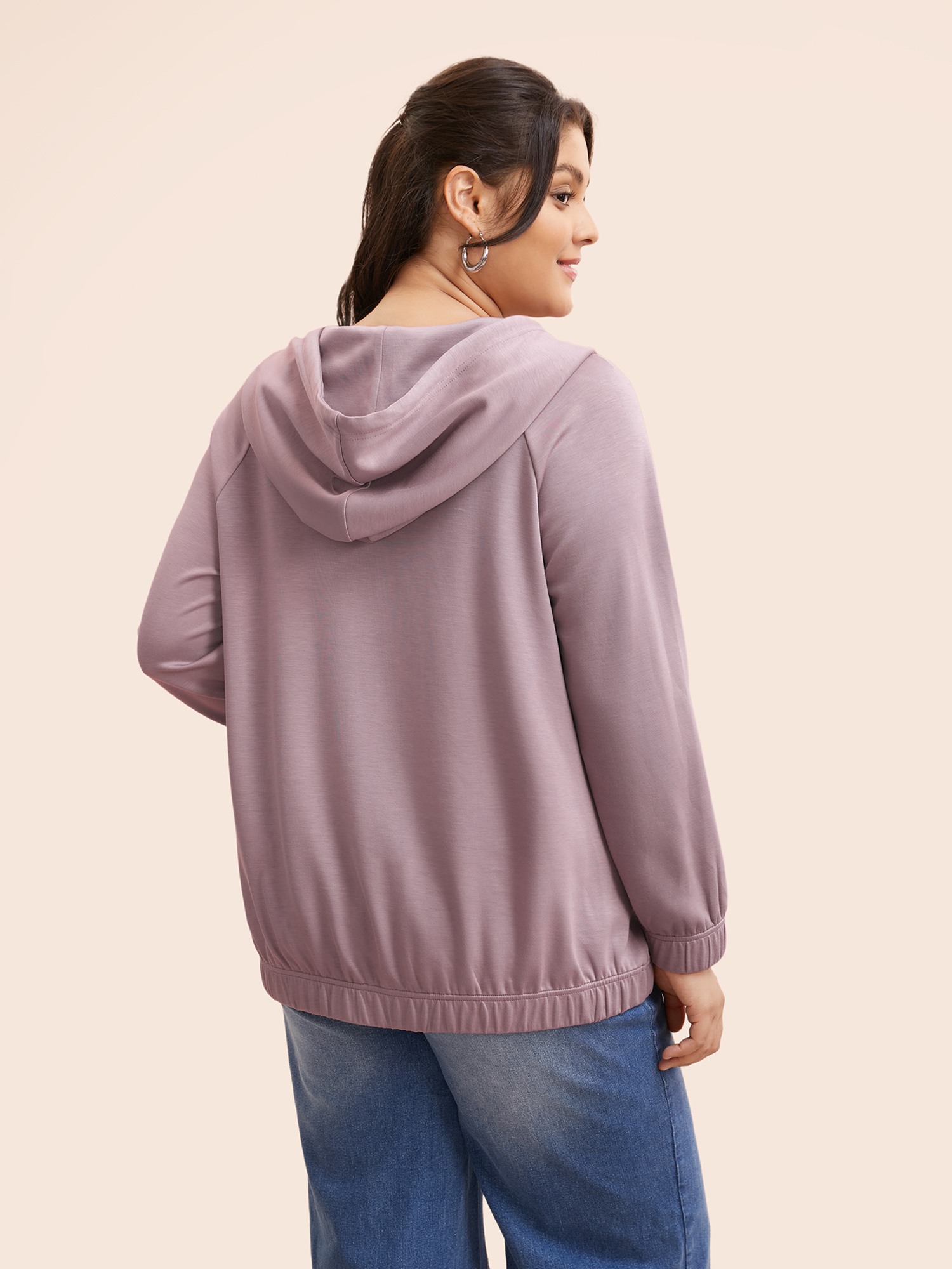 Plus Size Supersoft Essentials Solid Hooded Drawstring Sweatshirt Women DustyPink Casual Drawstring Hooded Everyday Sweatshirts BloomChic 26/4X 