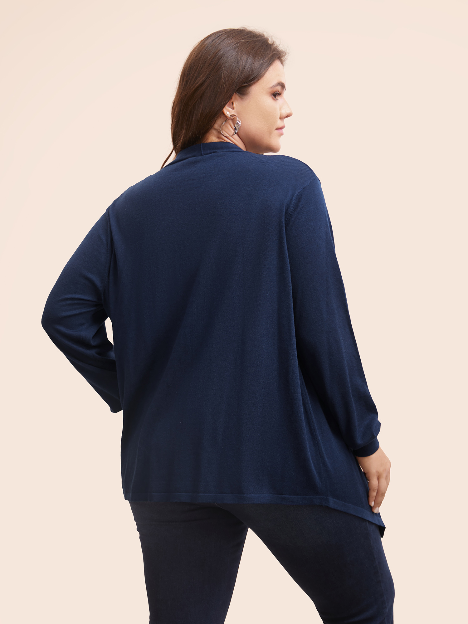 

Plus Size Supersoft Essentials Plain Asymmetrical Hem Cardigan Indigo Women Casual Loose Long Sleeve Everyday Cardigans BloomChic