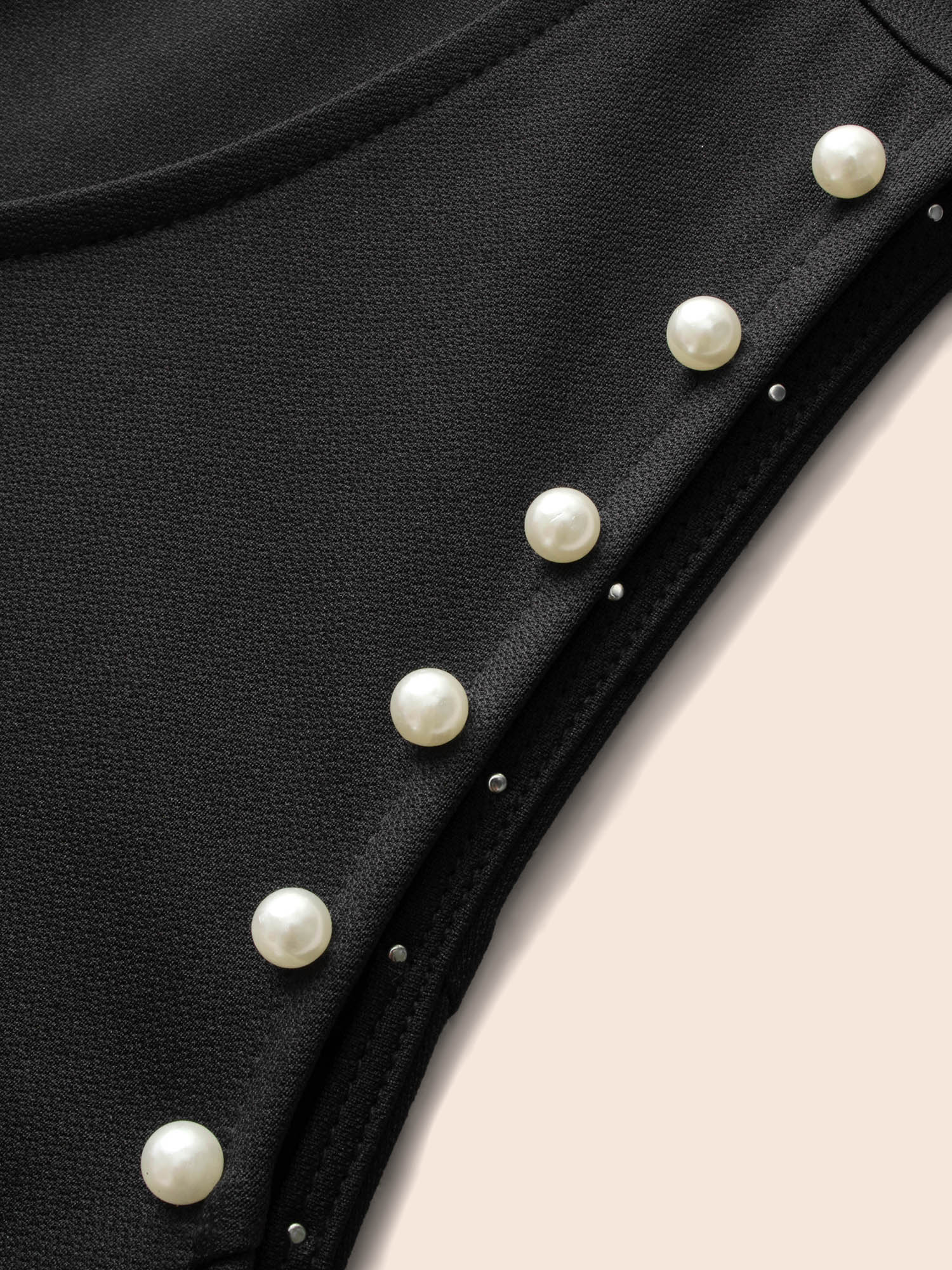 Plus Size Crew Neck Pearl Beaded Tank Dress Black Women Elegant Beaded Round Neck Sleeveless Curvy BloomChic 14-16/1X 
