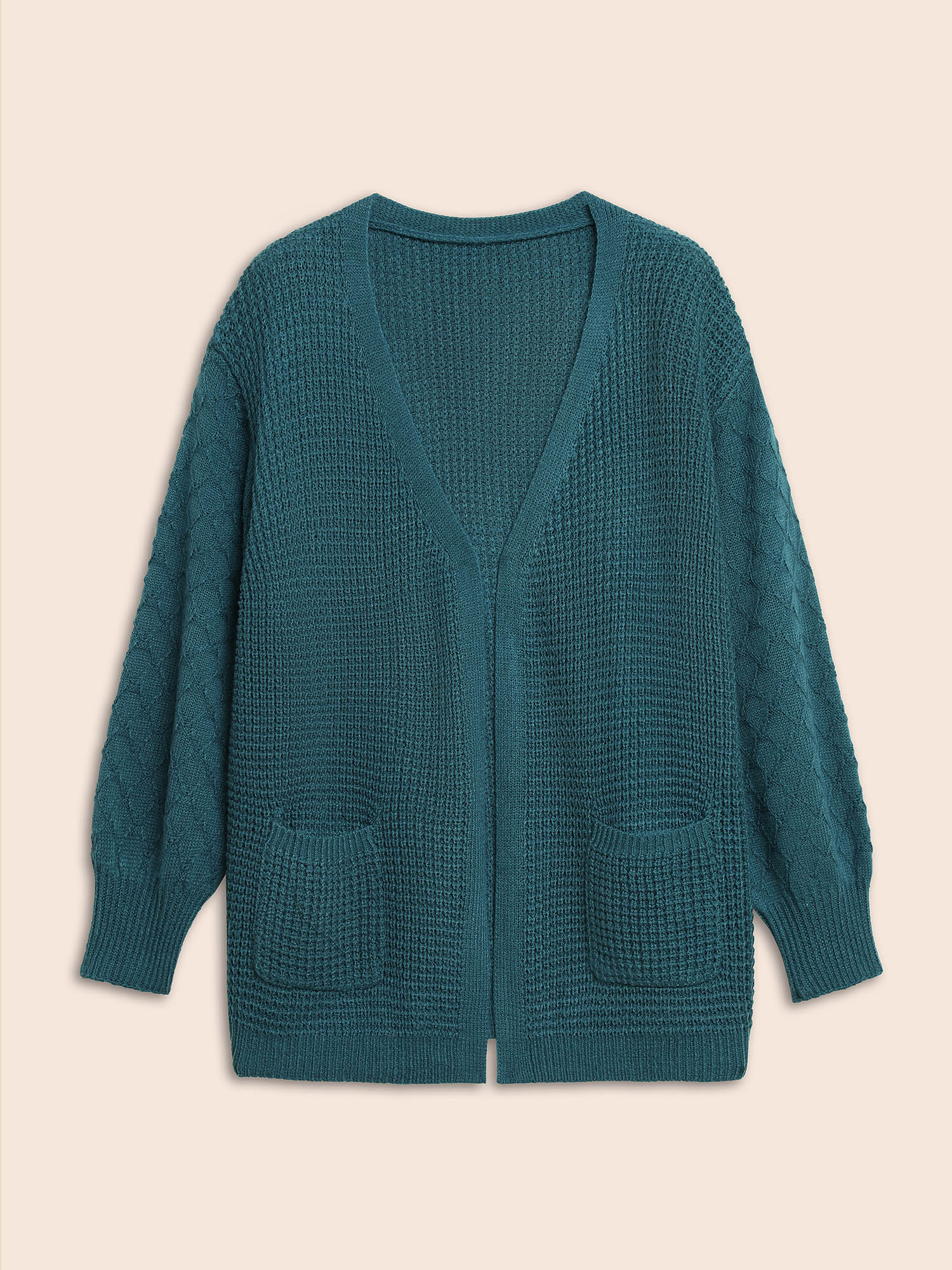 

Plus Size Textured Drop Shoulder Sleeve Pocket Cardigan Cyan Women Casual Loose Long Sleeve Everyday Cardigans BloomChic