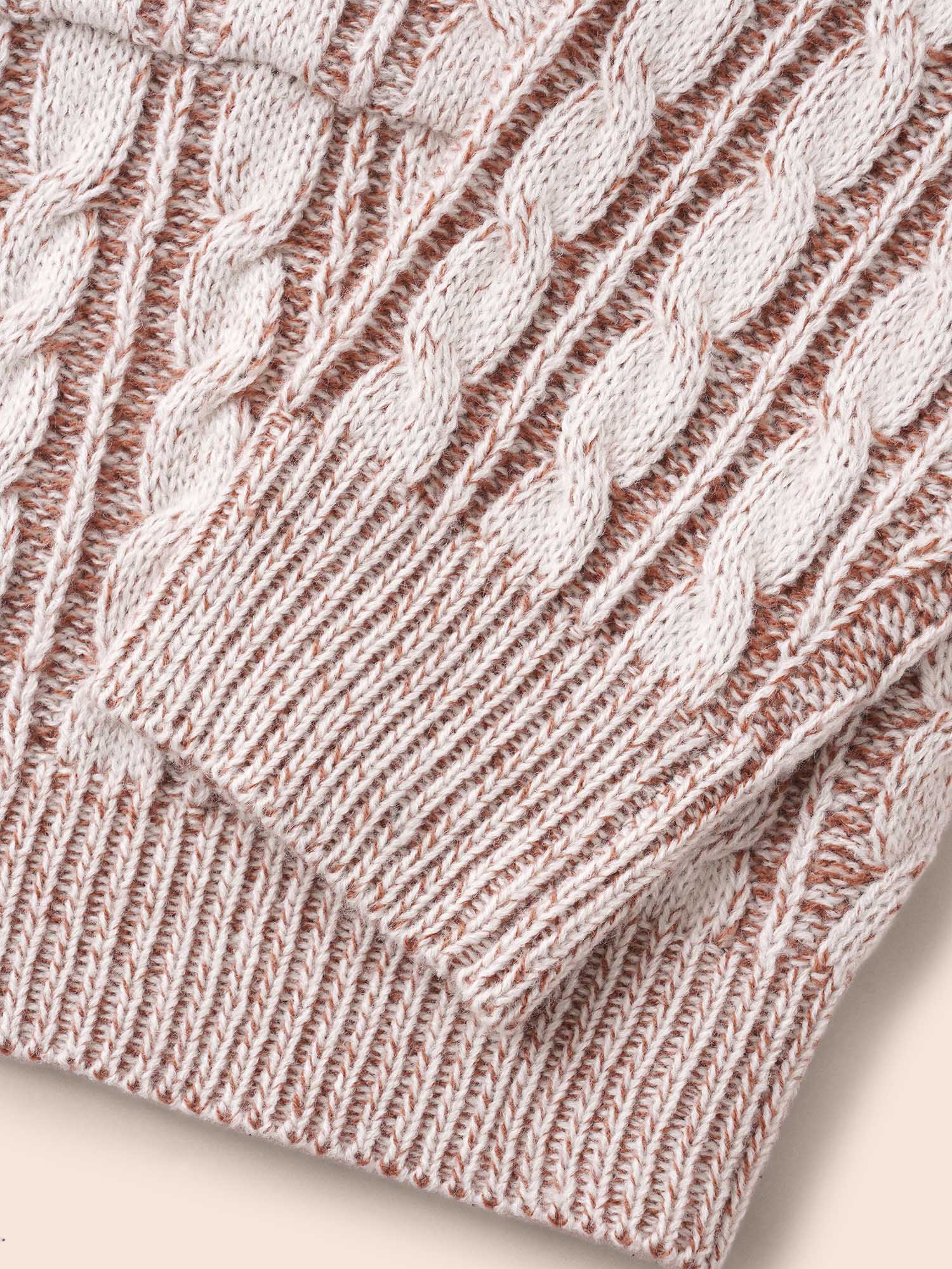 Plus Size Texture Cable Knit Patch Pocket Cardigan Browncoffeecolor Women Casual Loose Long Sleeve Everyday Cardigans BloomChic 28/5X 