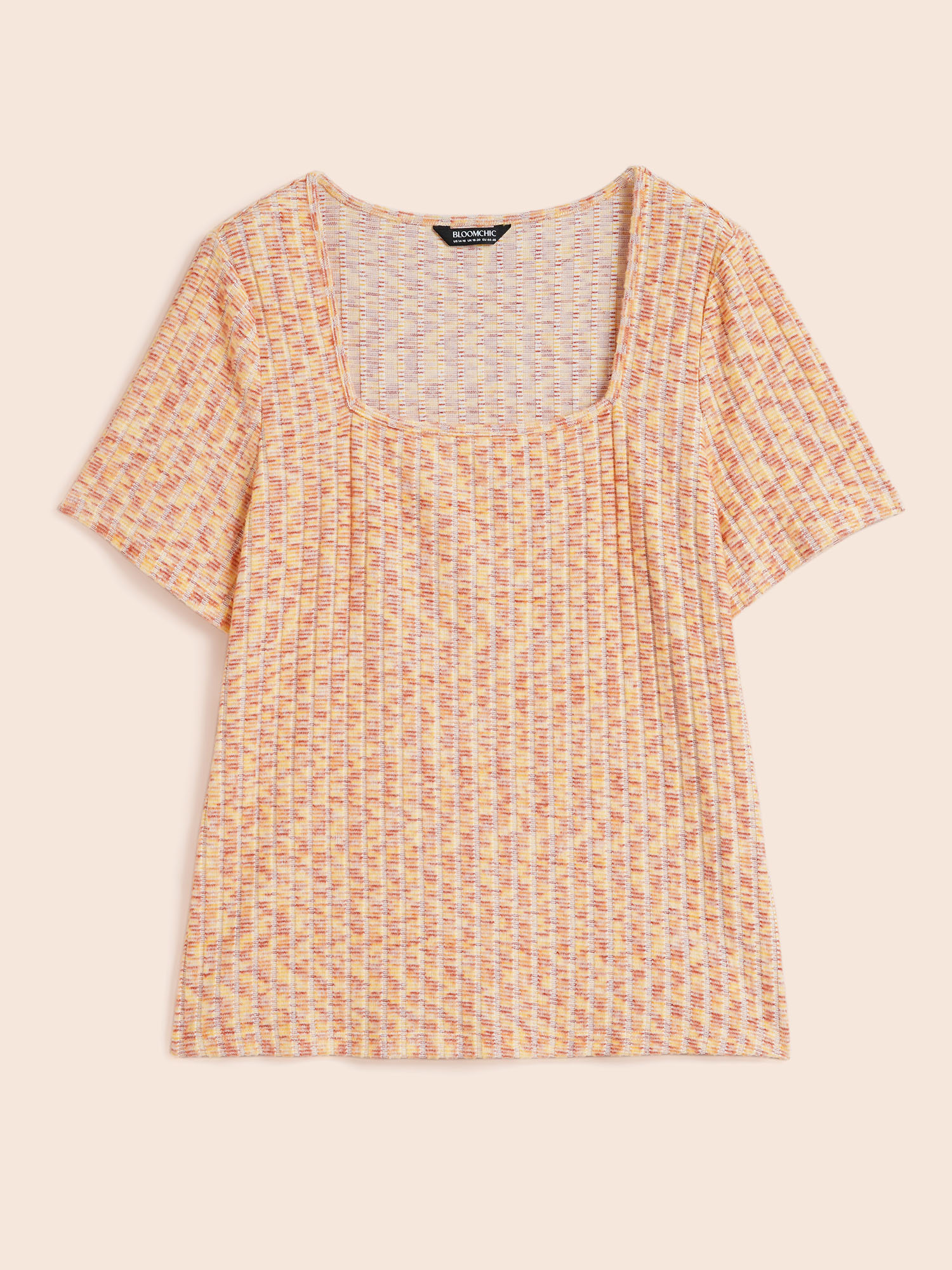 Plus Size Square Neck Heather Textured T-shirt Multicolor Women Elegant Texture Square Neck Bodycon Everyday T-shirts BloomChic 14-16/1X 