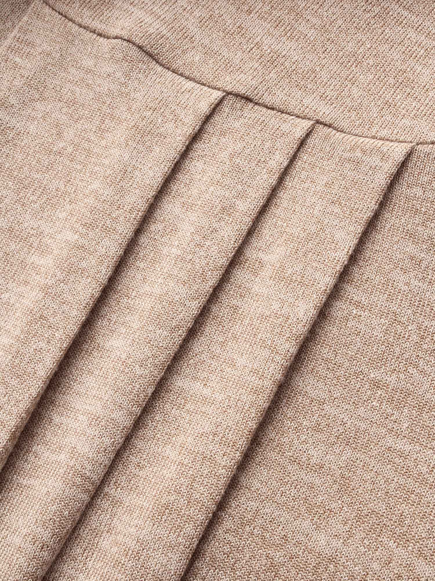 Plus Size Round Neck Heather Pleated T-shirt LightBrown Women Elegant Pleated Round Neck Loose Everyday T-shirts BloomChic 30/6X 