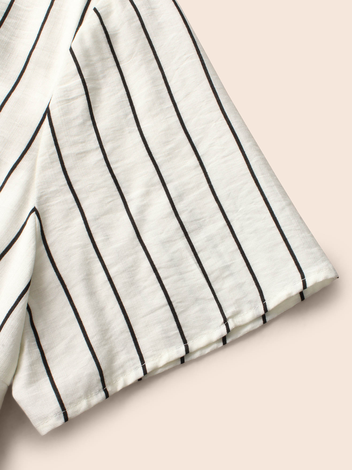 Plus Size Striped V Neck Pocket Midi Dress Ivory Women Casual Non V-neck Short sleeve Curvy BloomChic 26/4X 
