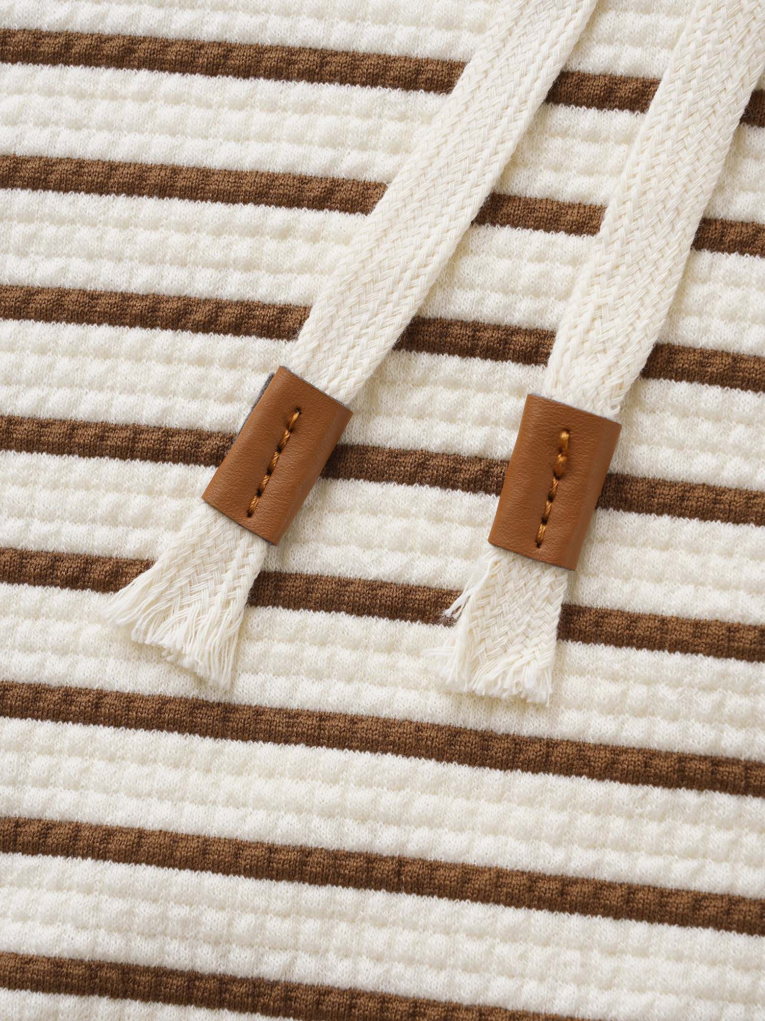 Plus Size Striped Patchwork Texture Hooded Sweatshirt Women Beige Casual Texture Hooded Everyday Sweatshirts BloomChic 26/4X 