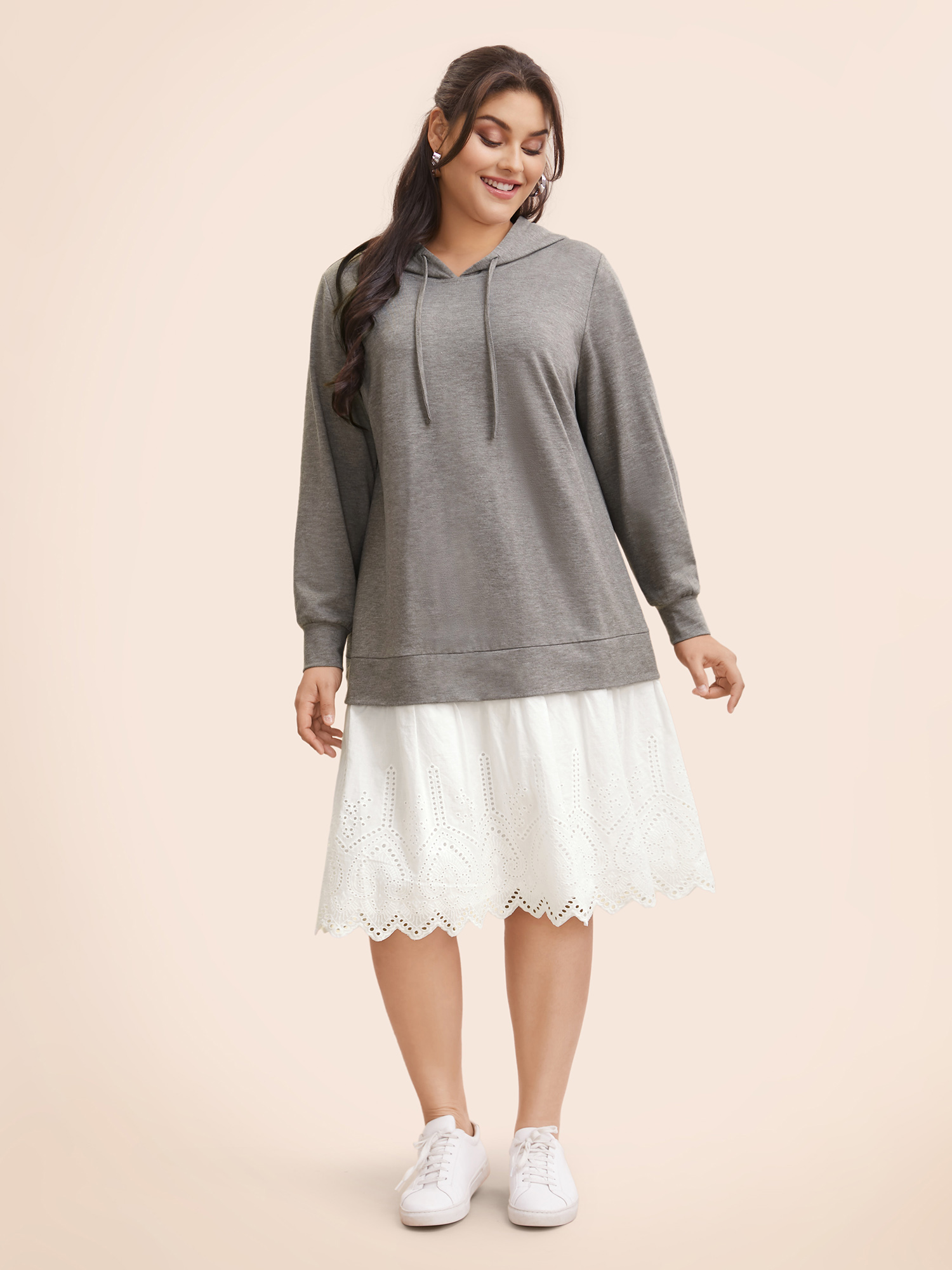 

Plus Size Contrast Patchwork Hooded Sweatshirt Dress Mediumgray Women Casual Contrast Hooded Long Sleeve Curvy BloomChic