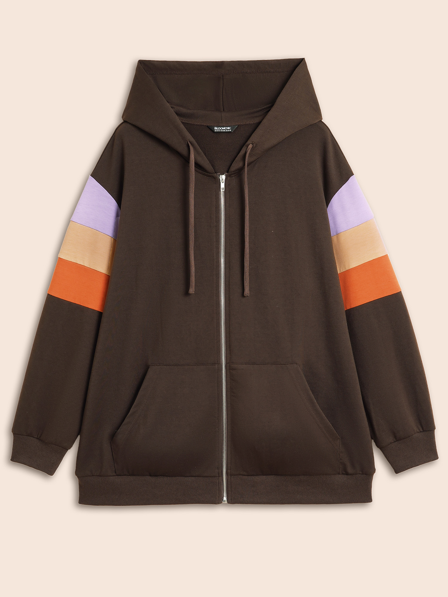 

Plus Size Colorblock Contrast Pocket Hooded Sweatshirt Women DarkBrown Casual Contrast Hooded Everyday Sweatshirts BloomChic