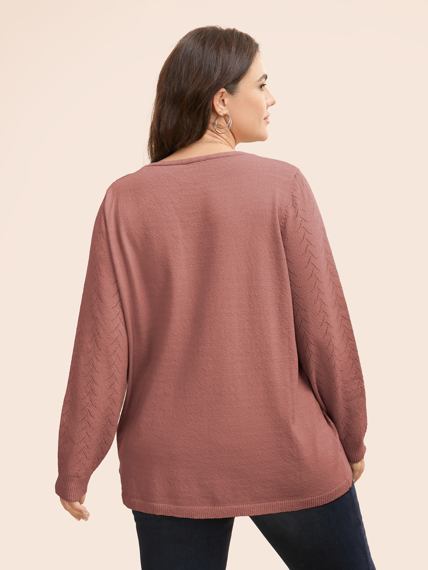 

Plus Size Texture V Neck Lightweight Pullover Dirtypink Women Casual Long Sleeve V-neck Everyday Pullovers BloomChic