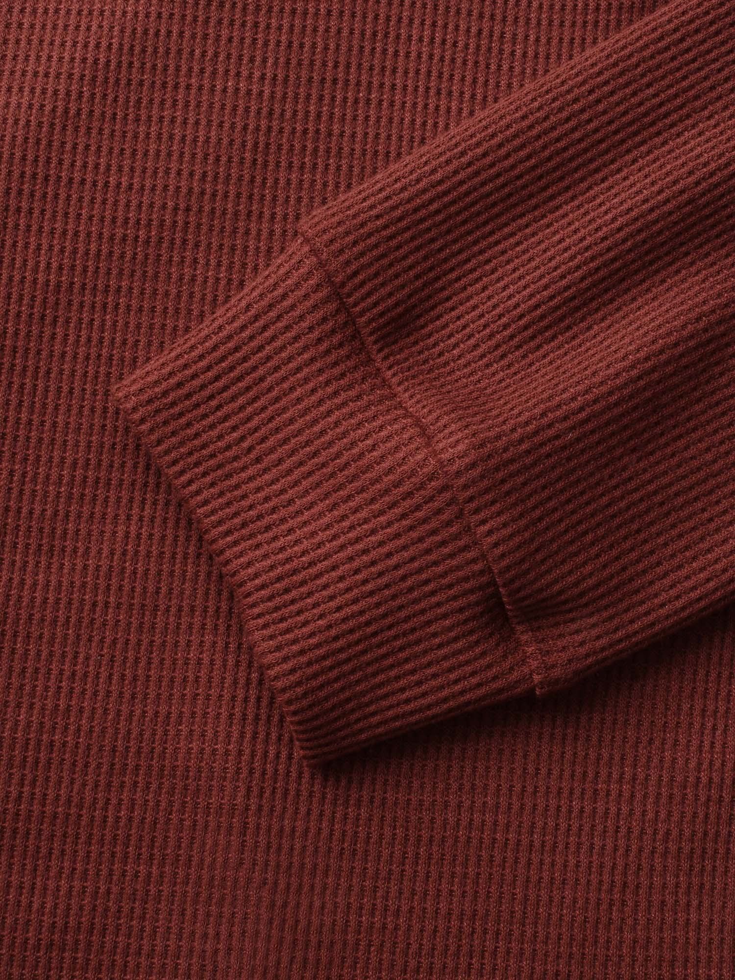 Plus Size Solid Waffle Knit Overlap Hem T-shirt Rust Women Casual Overlapping Round Neck Everyday T-shirts BloomChic 22-24/3X 