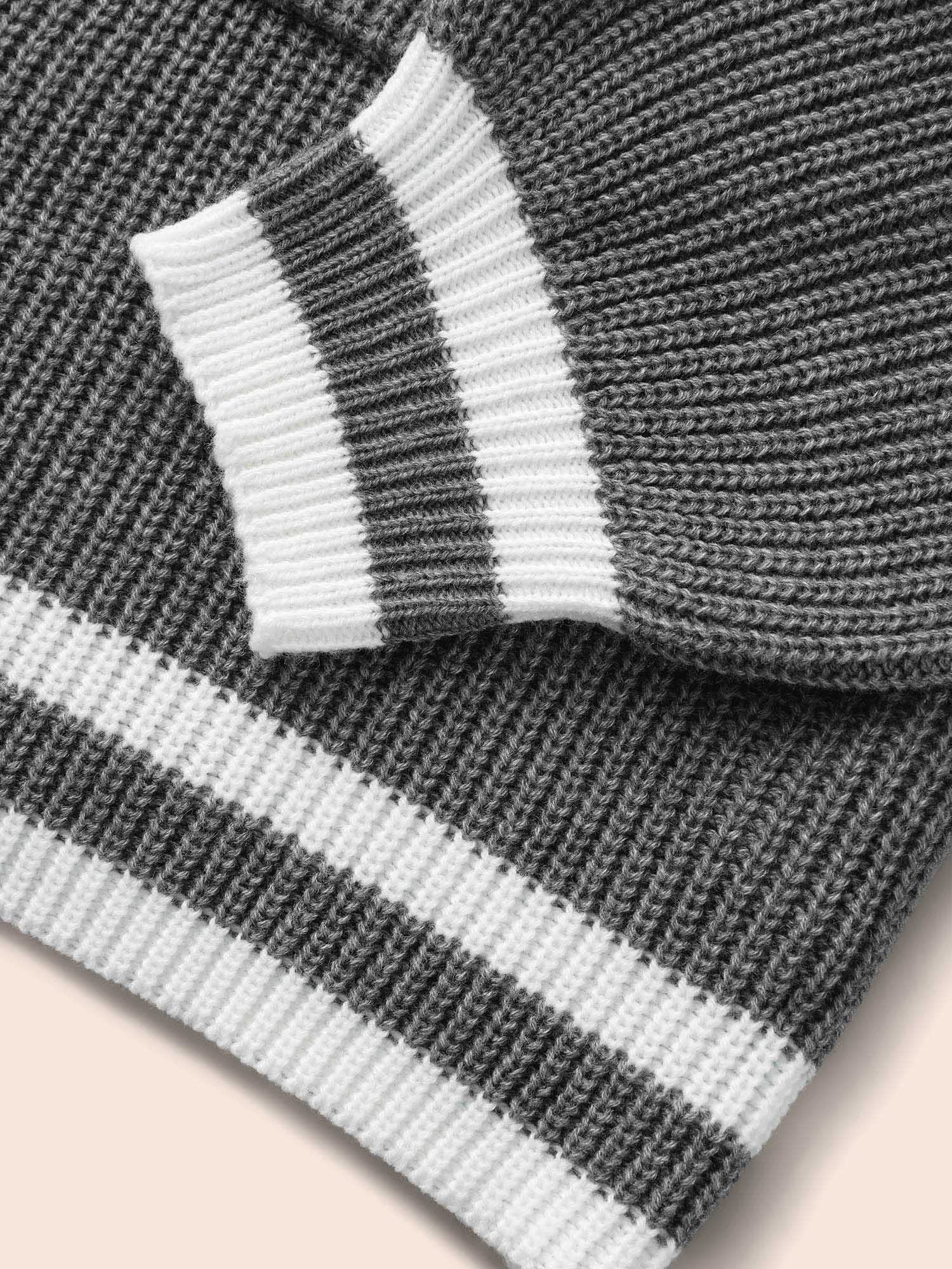 Plus Size Texture Striped Patchwork Patched Pocket Cardigan DarkGray Women Casual Loose Long Sleeve Everyday Cardigans BloomChic 26/4X 