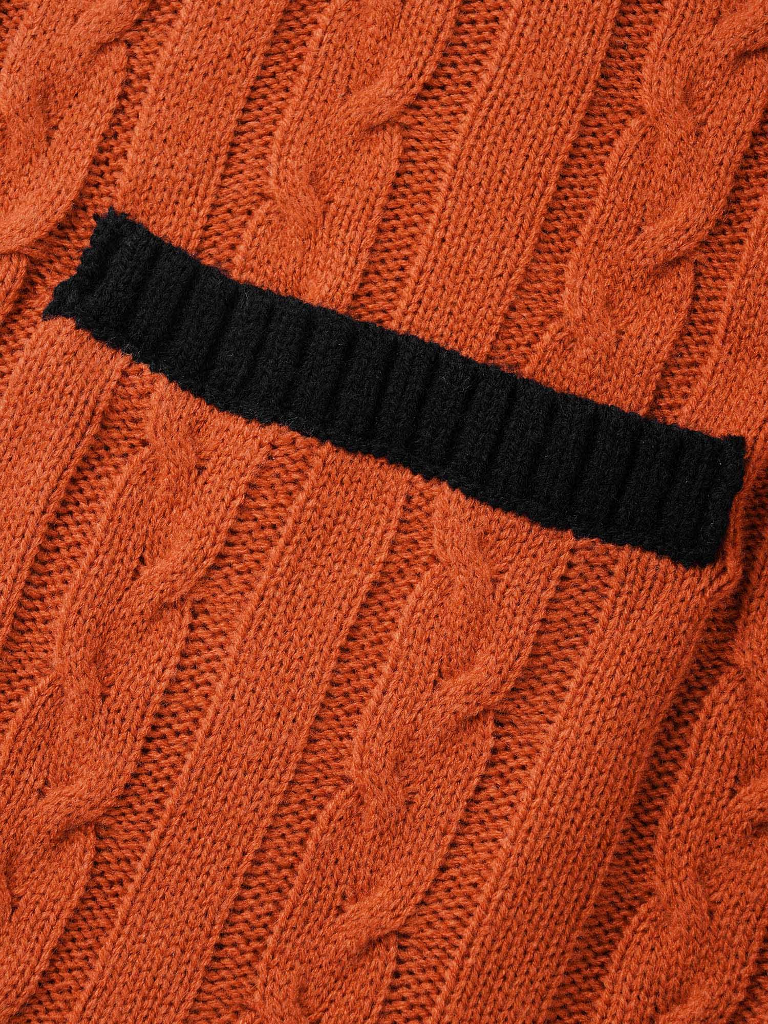 Plus Size Jack-o-Lantern Motif Cable Knot Cardigan Black Women Casual Loose Long Sleeve Everyday Cardigans BloomChic 18-20/2X 
