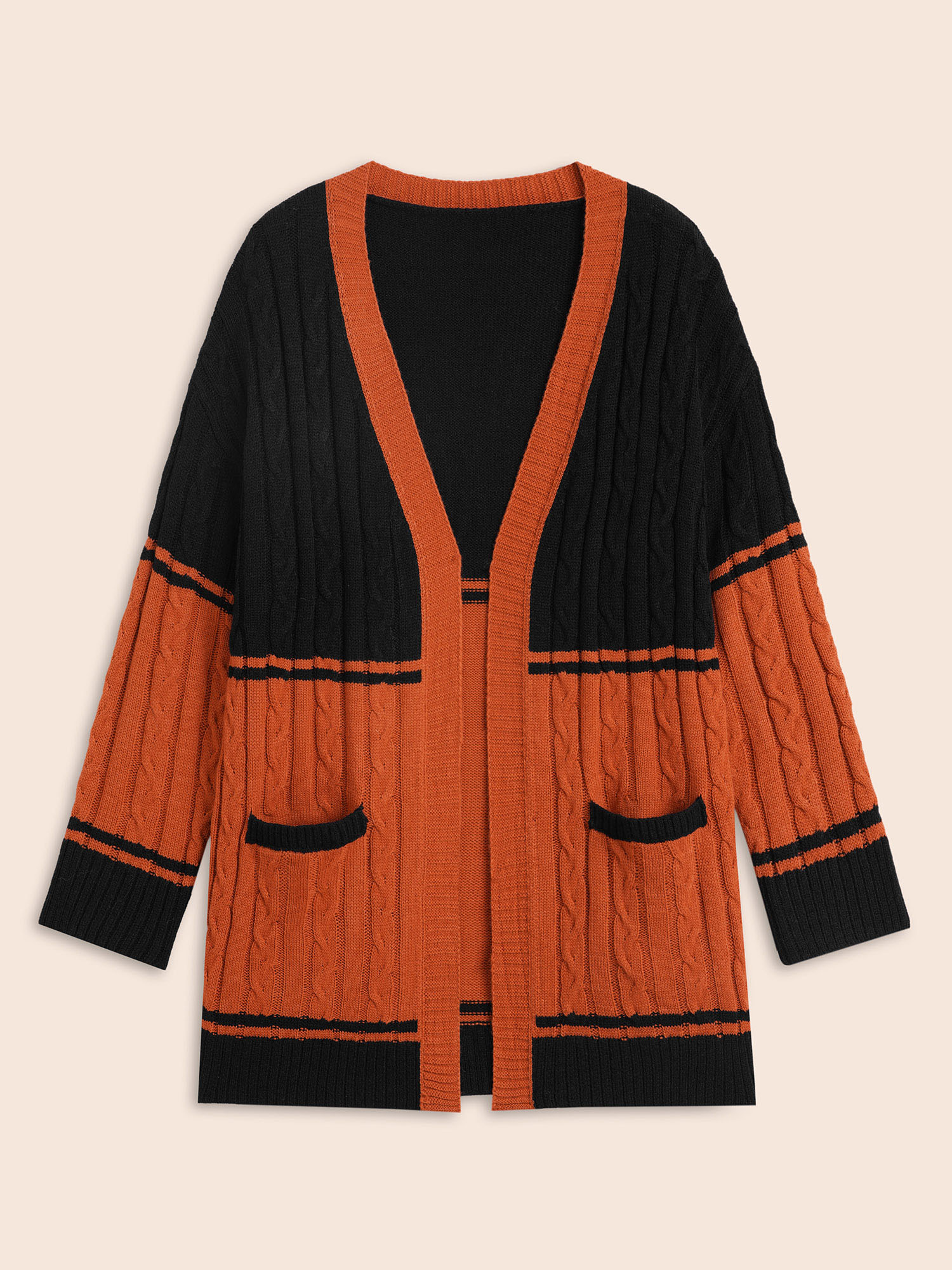 

Plus Size Jack-o-Lantern Motif Cable Knot Cardigan Black Women Casual Loose Long Sleeve Everyday Cardigans BloomChic