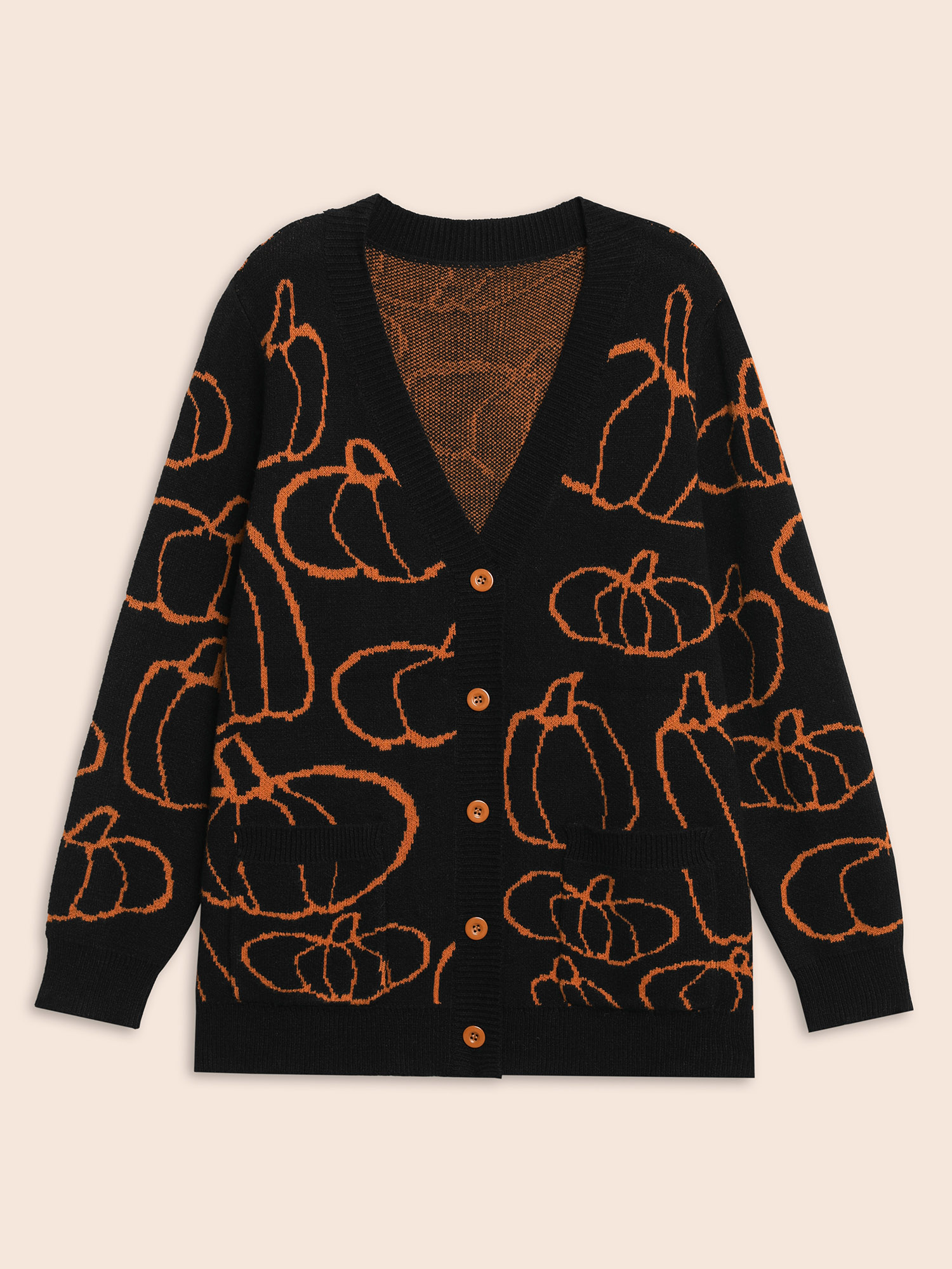 

Plus Size Supersoft Essentials Pumpkin Printed Open Cardigan Black Women Casual Loose Long Sleeve Everyday Cardigans BloomChic