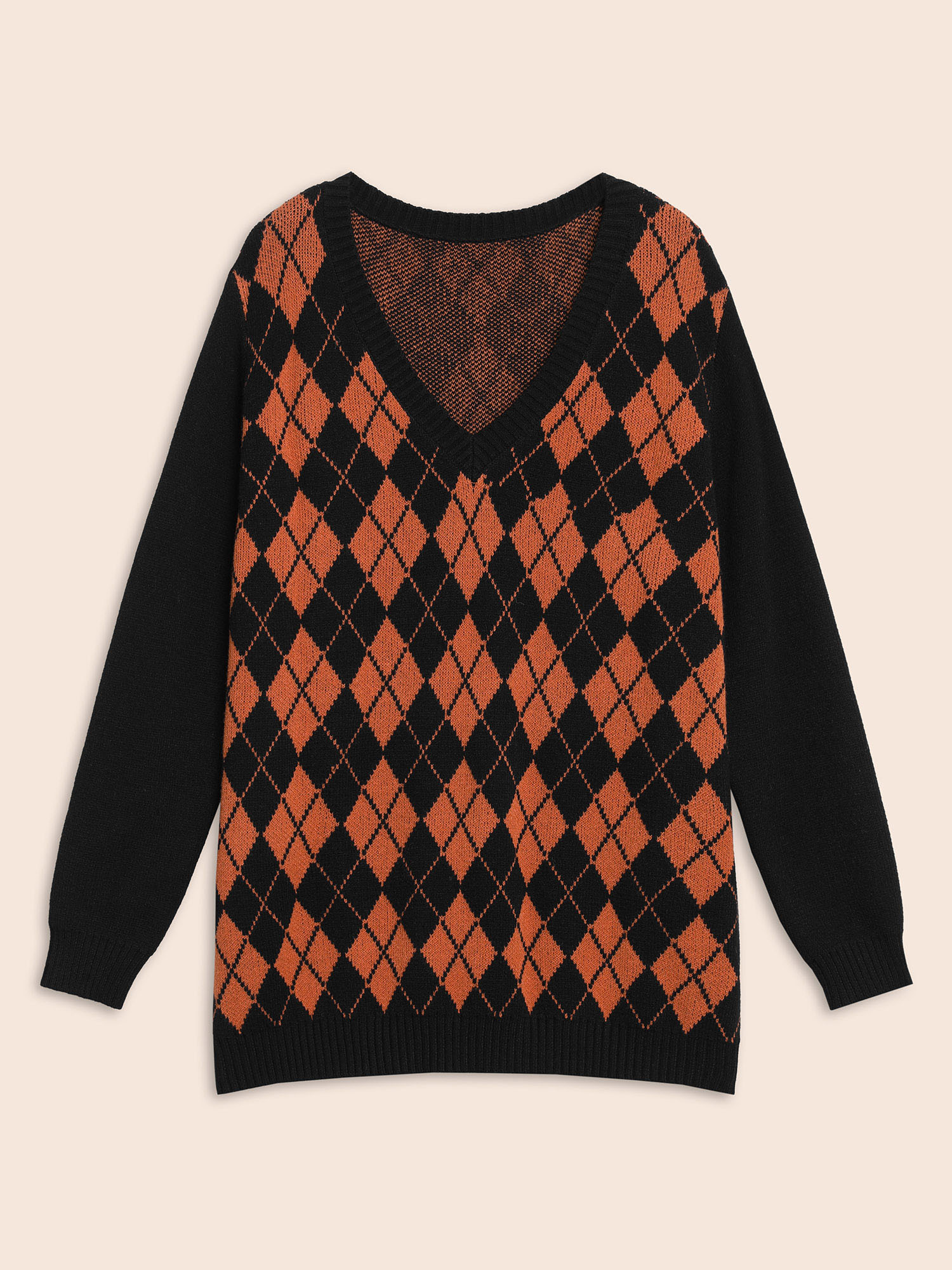 

Plus Size V-Neck Plaid Print Halloween Pullover Black Women Casual Long Sleeve V-neck Everyday Pullovers BloomChic